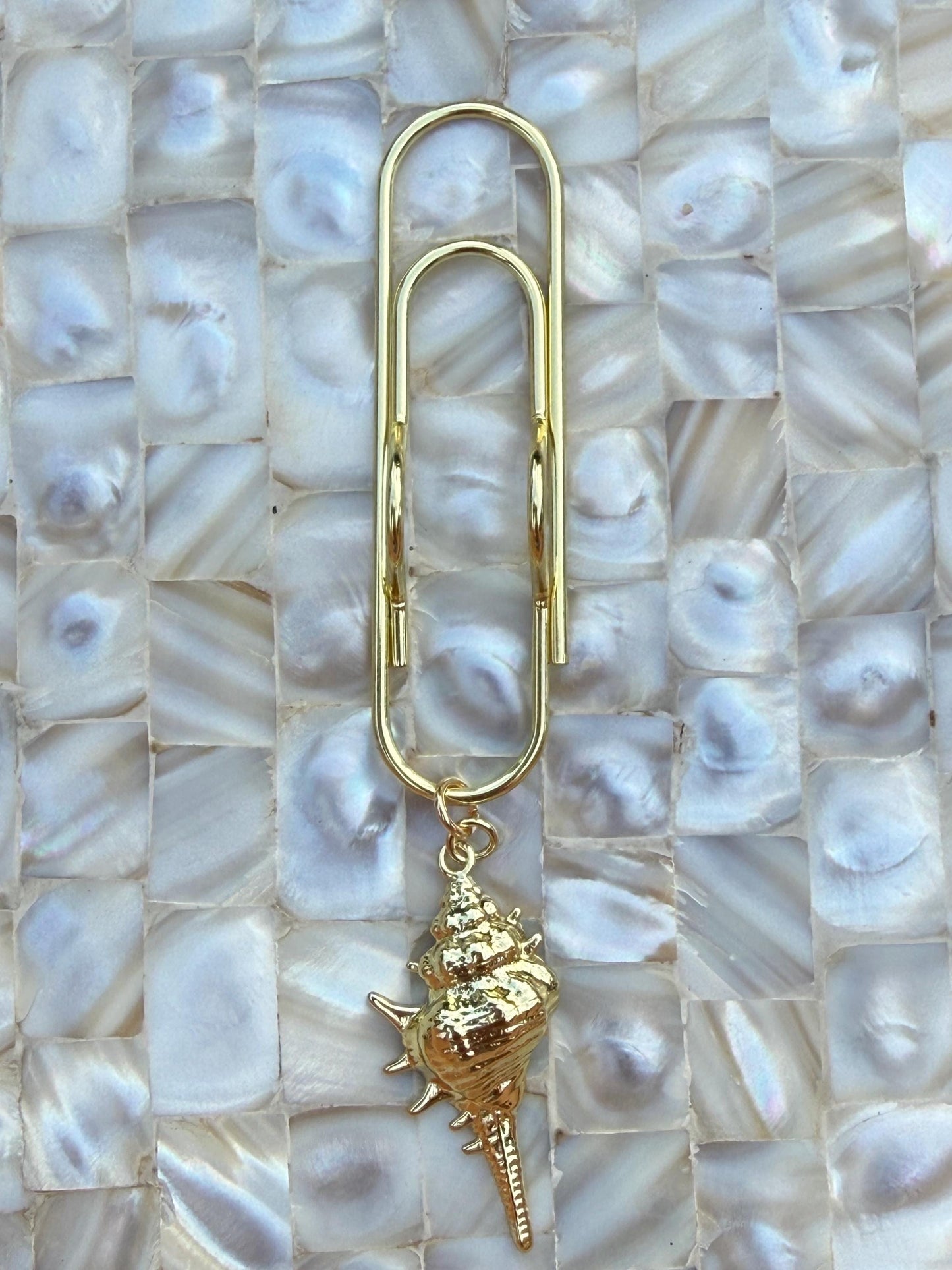 planner pen holder clip, summer journal accessories, pen holder, beach planner charms seashell charm gold charm