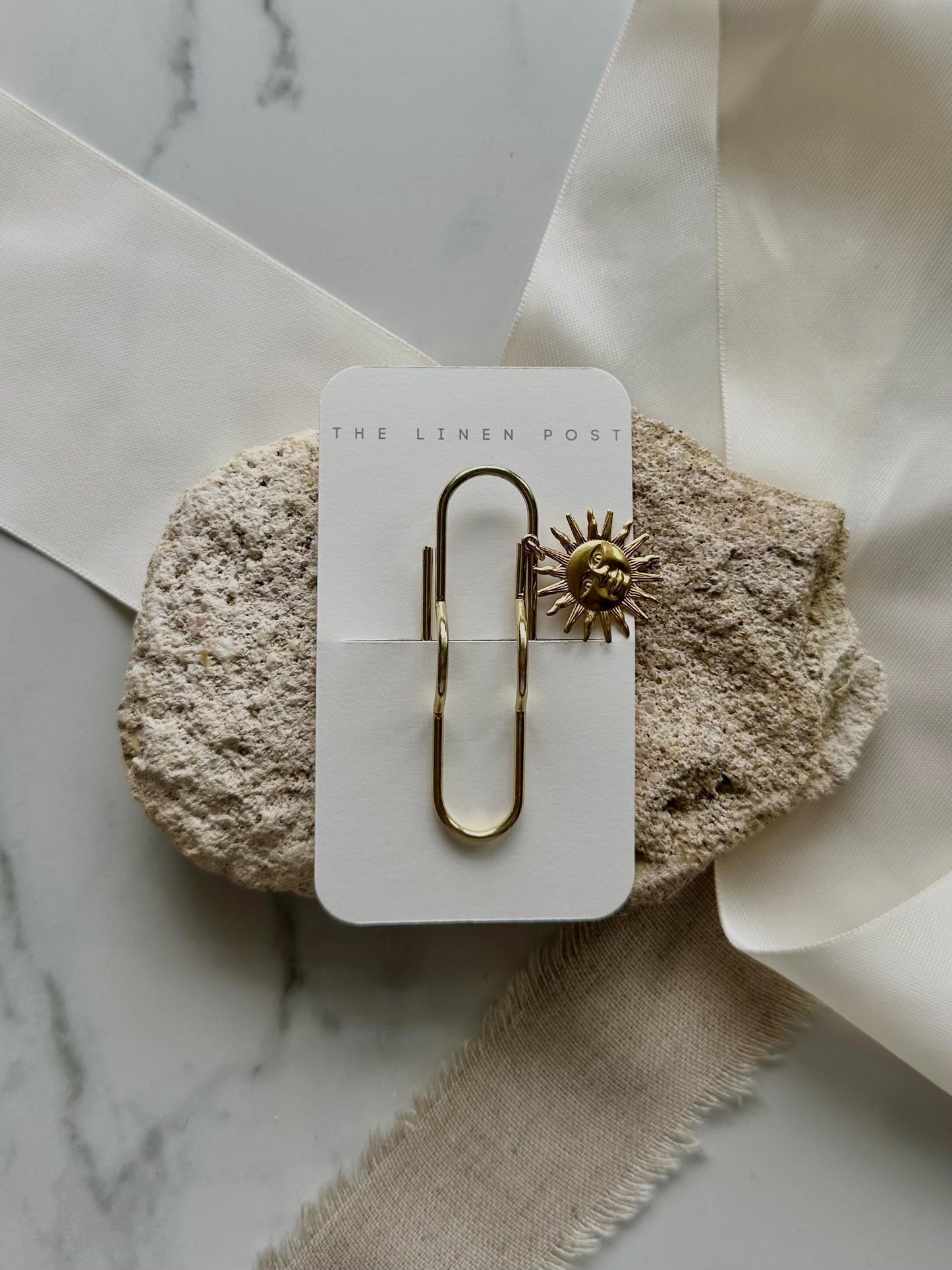 Pen Holder Bookmark Journal Sun | Accessories | Cute Planning Accessory | Book Charm Book Mark | Gold Pen Loop Notebook
