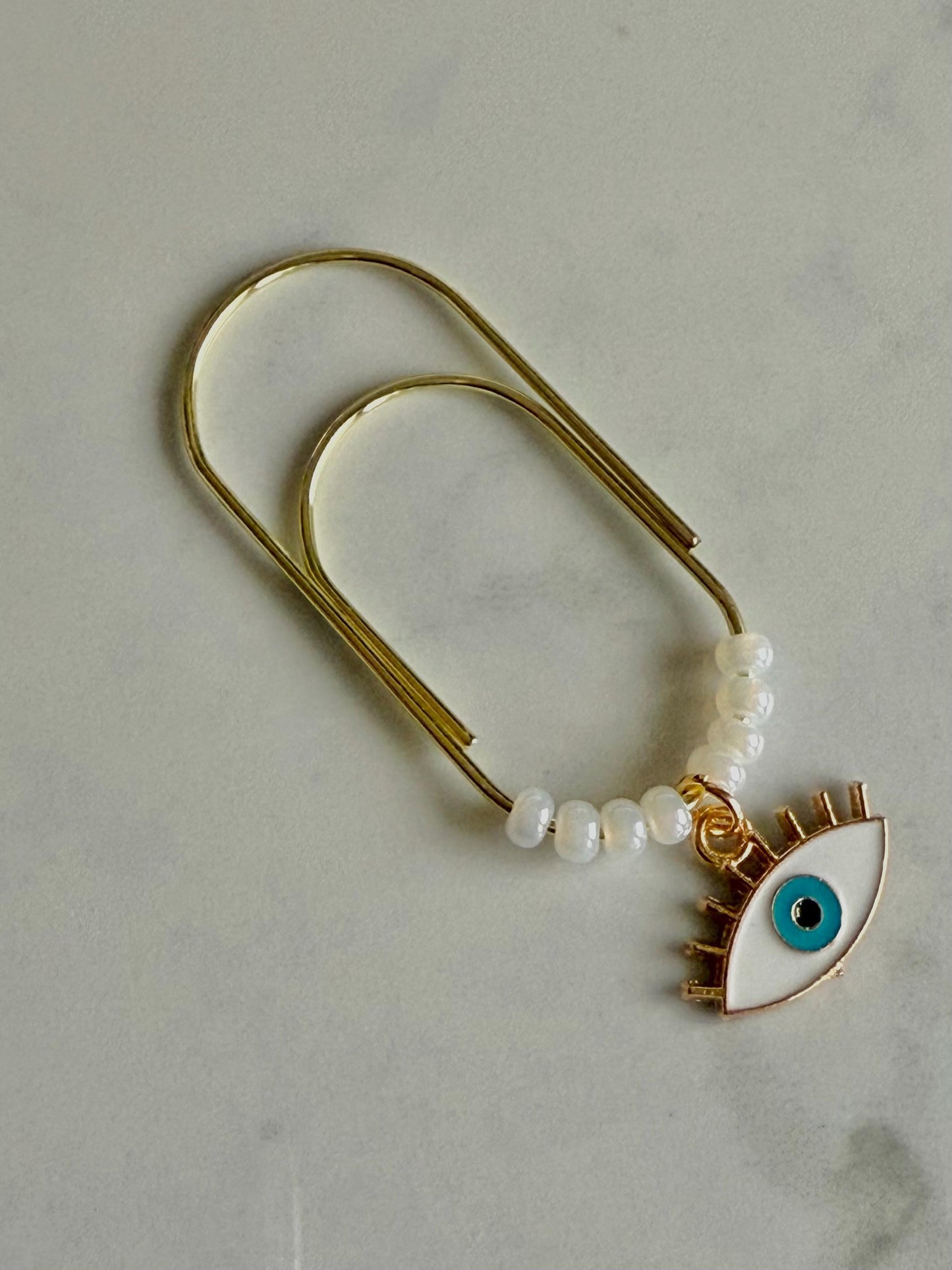Gold Planner Paper Clip | Gold Bookmark for Journal | Evil Eye Accessories | Cute Adorable Planning Accessory | Book Placeholder Charm