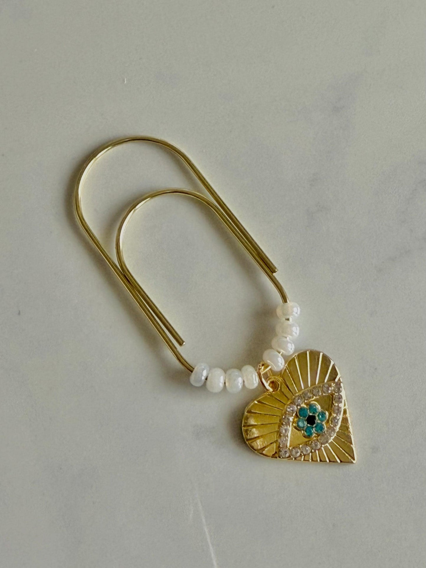 Gold Planner Paper Clip | Gold Bookmark for Journal | Evil Eye Accessories | Cute Adorable Planning Accessory | Book Placeholder Charm