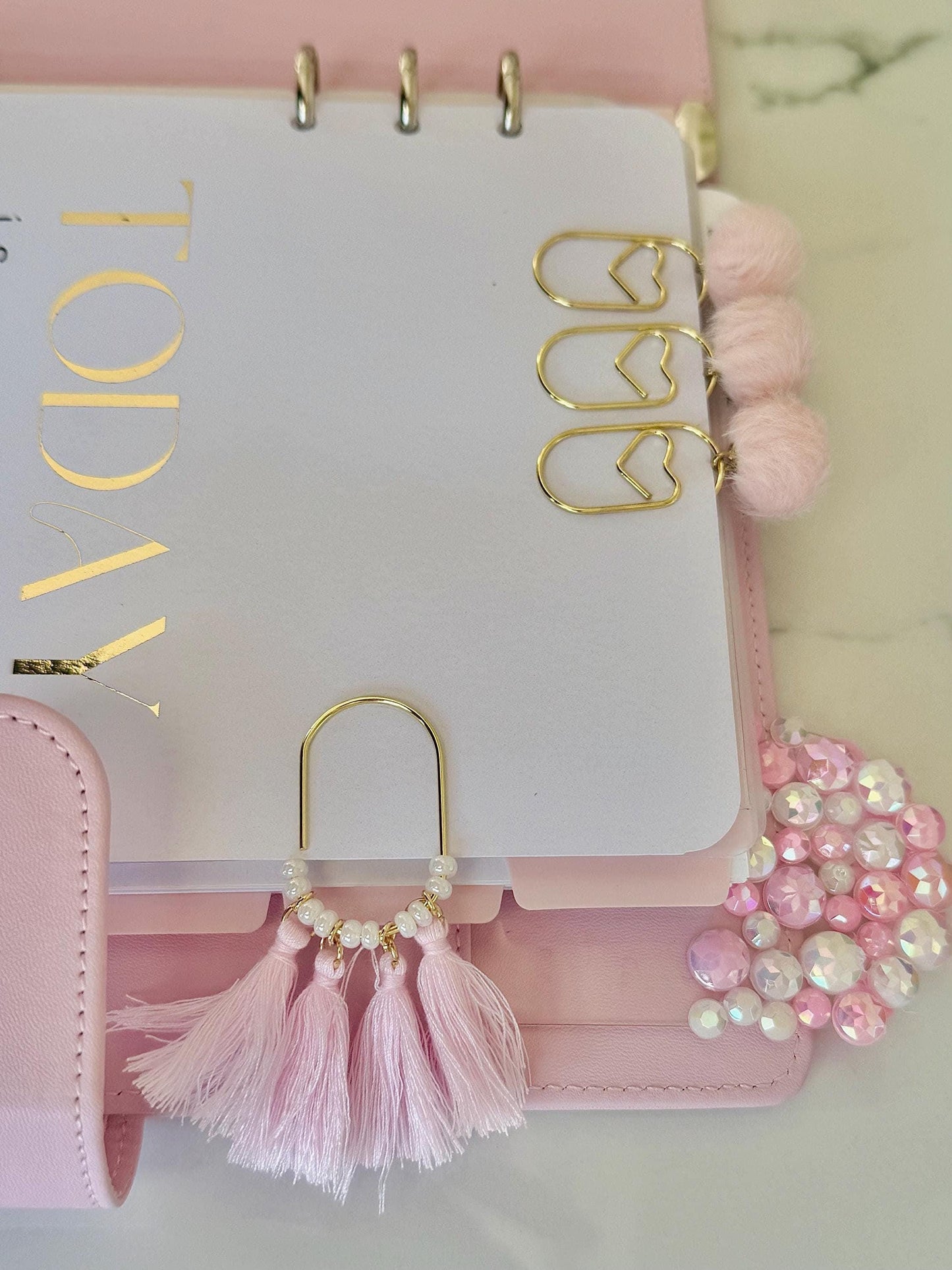 Valentines day Planner Accessory for Journal Planner Paper Clip for Travelers Notebook Paperclip Bookmark with Tassle Pink Planner Decor