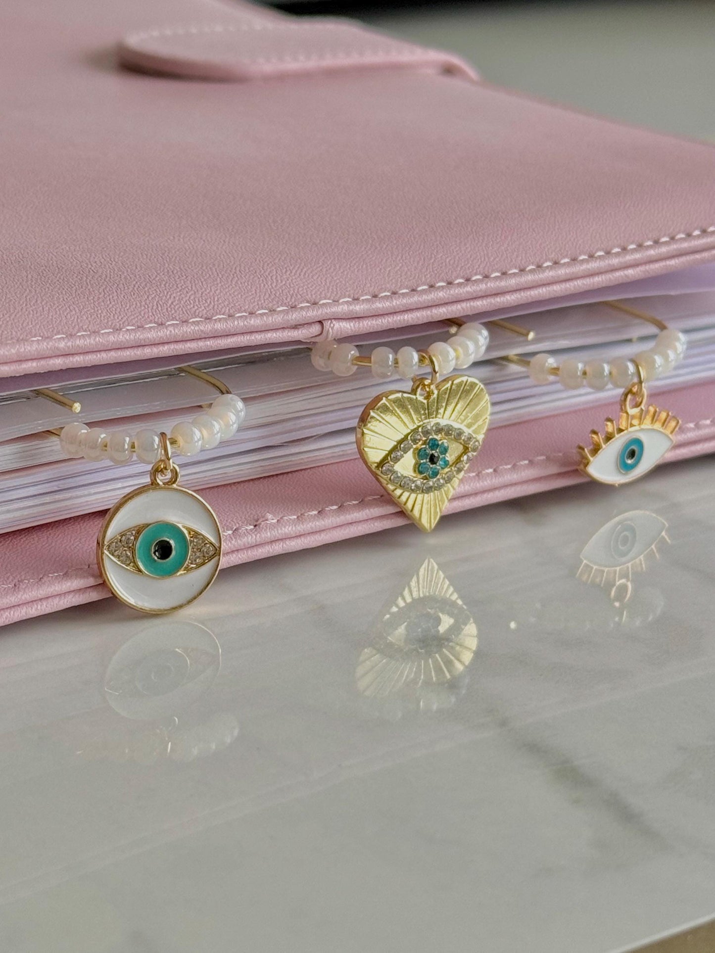 Gold Planner Paper Clip | Gold Bookmark for Journal | Evil Eye Accessories | Cute Adorable Planning Accessory | Book Placeholder Charm