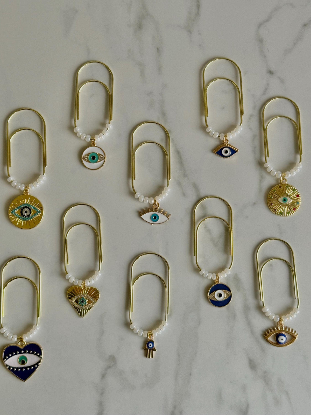 Heart Evil Eye Clip Trio