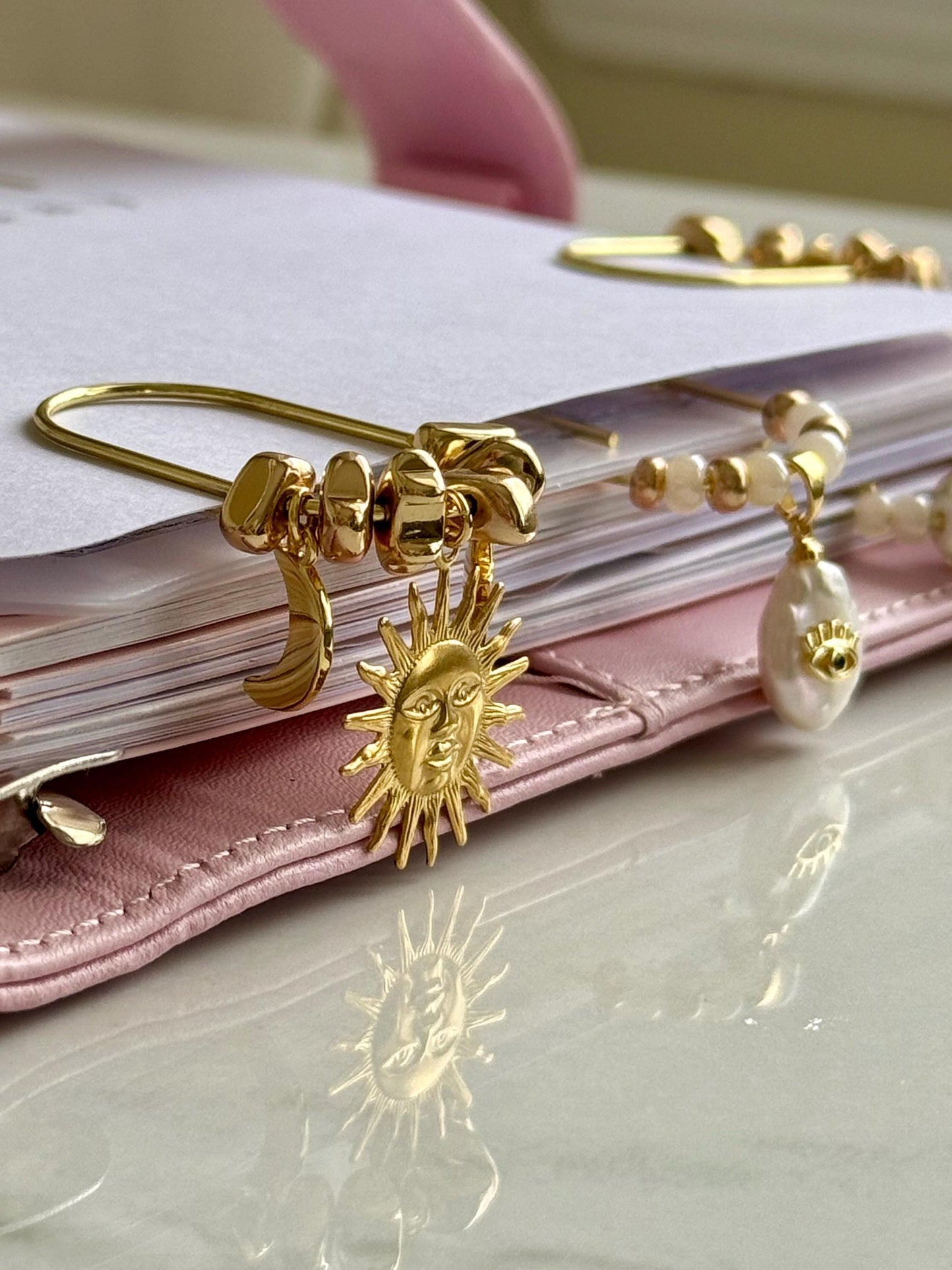 Planner Paper Clip Gold Bookmark for Journal with Sun Moon and Stars Accessories Cute Adorable Planning Accessory Book Placeholder Charm