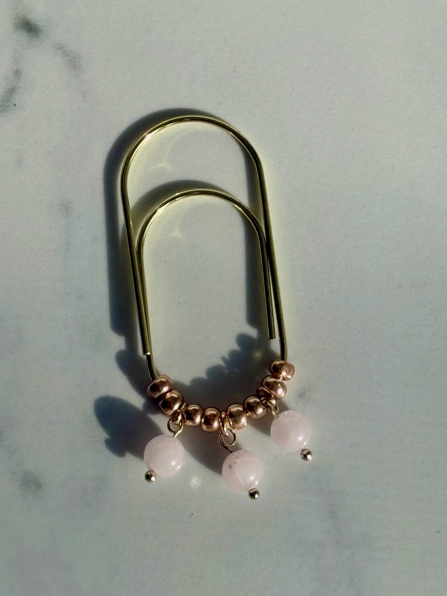 Planner Paper Clip  Rose Quartz Bookmark for Journal | Accessories | Cute Adorable Planning Accessory | Gold Plated Book Charm Genuine Stone