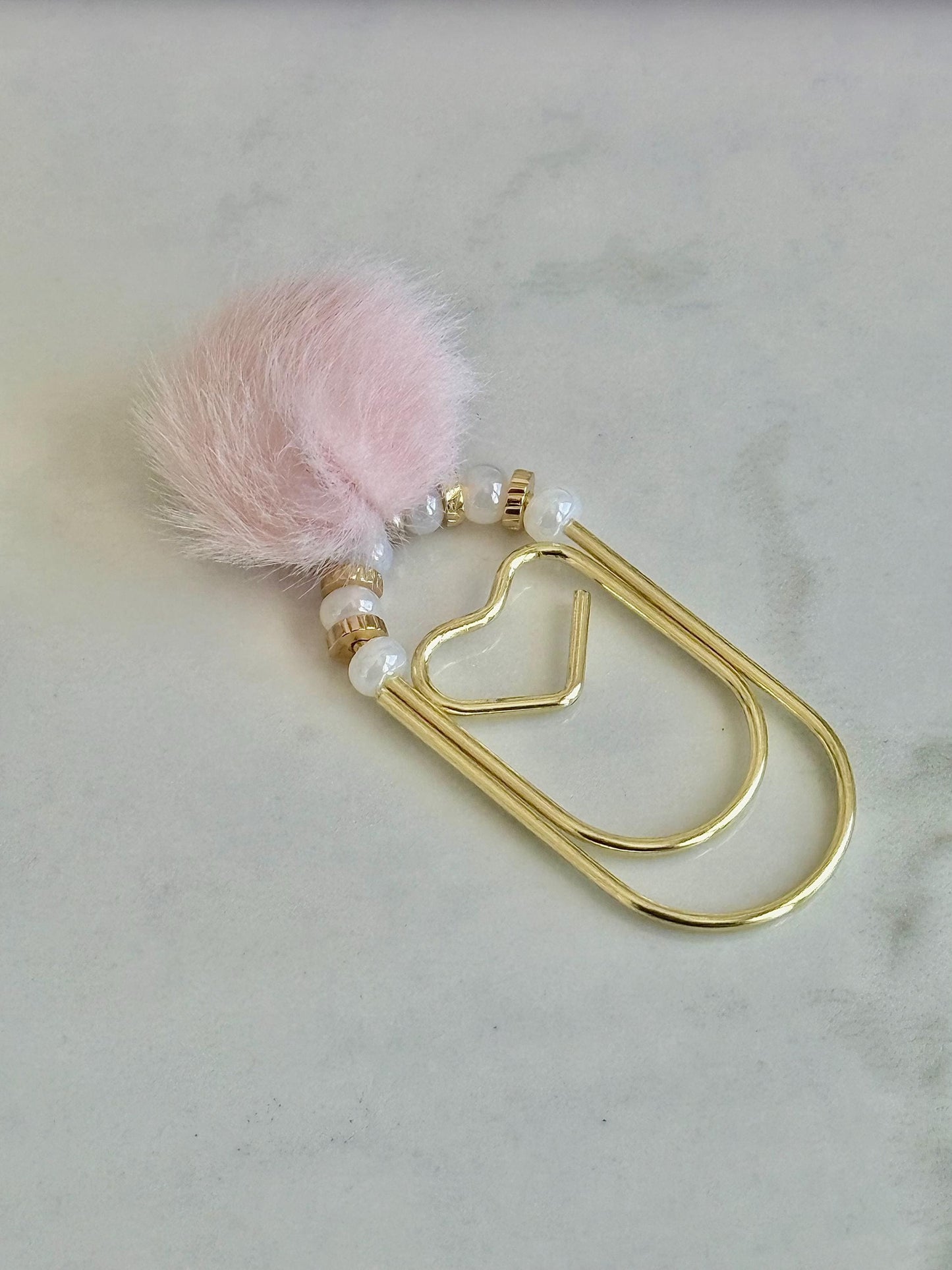 Valentines day Planner Accessory for Journal Planner Paper Clip for Travelers Notebook Paperclip Bookmark with pompom Pink Planner Decor