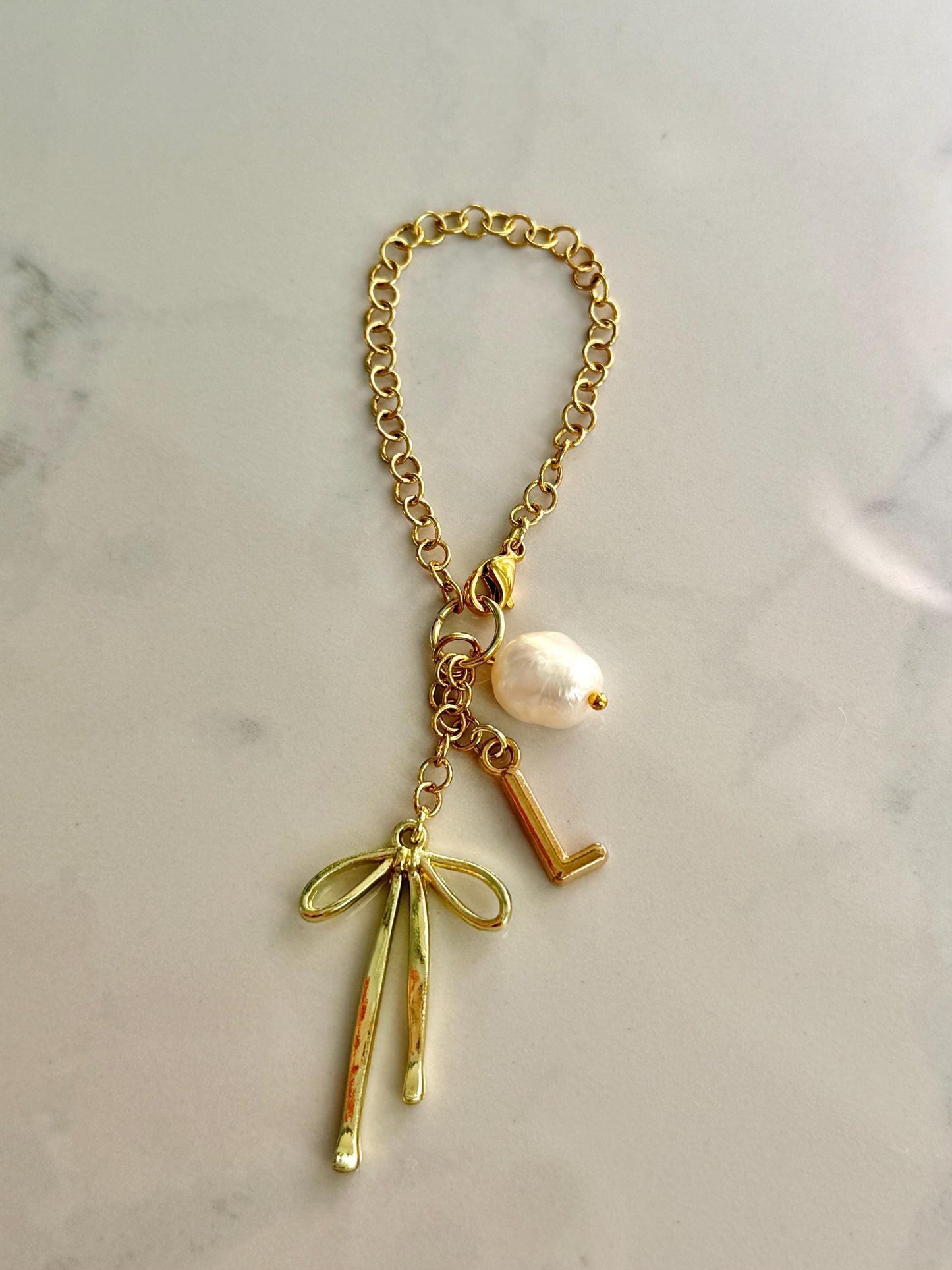 Stanley Charm | Simple Modern Water Bottle Charms | Tumbler Cute Monogram Handle Charm Gold Pink Girly Gift with Pearl