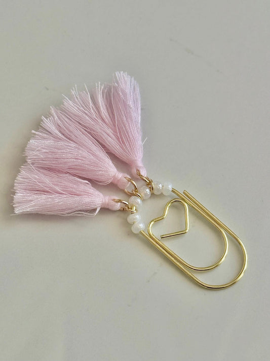 Pink Tassel Heart Paper Clip