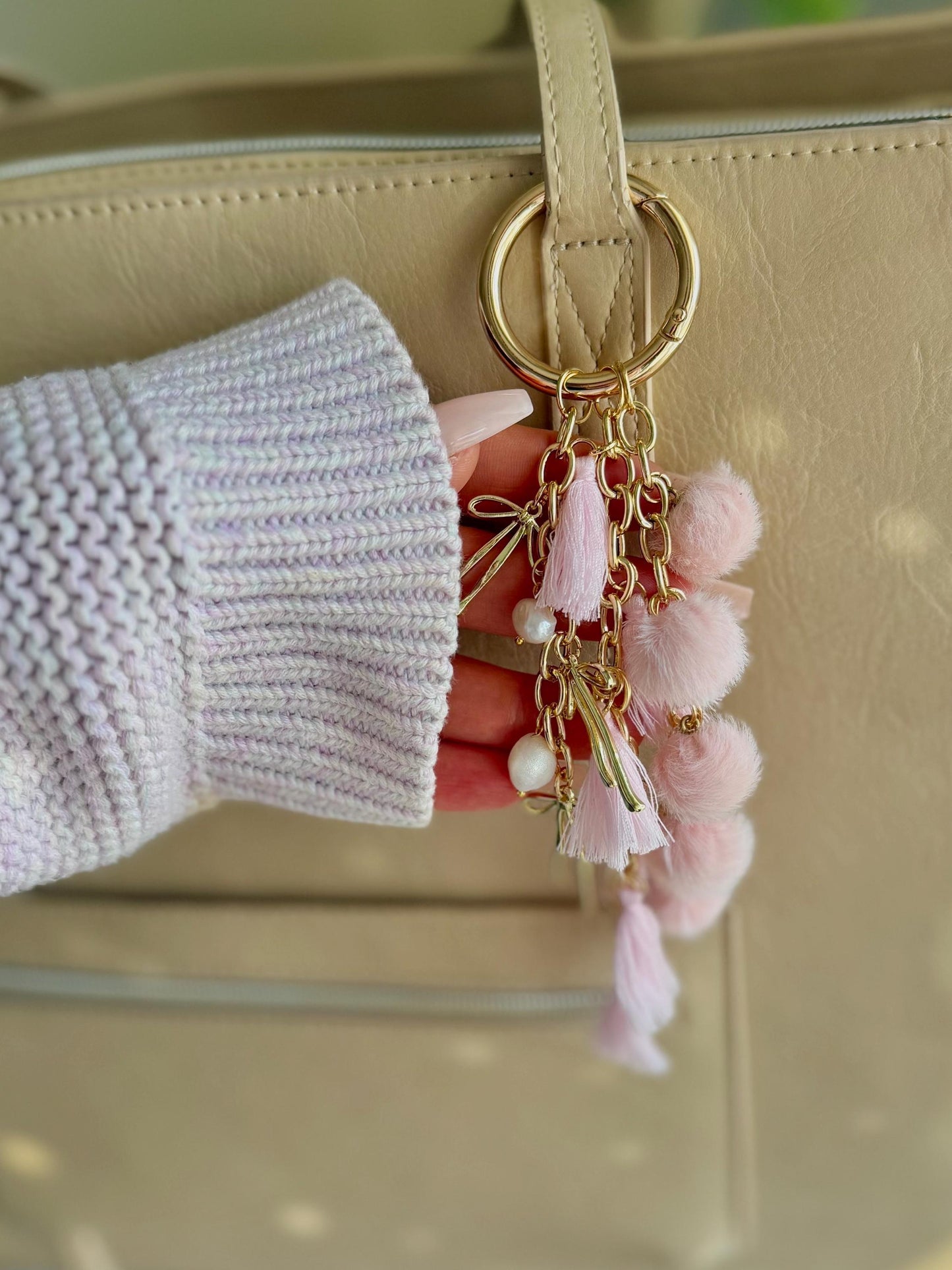 Gold Bag Charm Keychain Holder High End Bag Accessory for Bag Purse Charms For Purse Keychains for Handbag Charms Crystal Charm Key chain