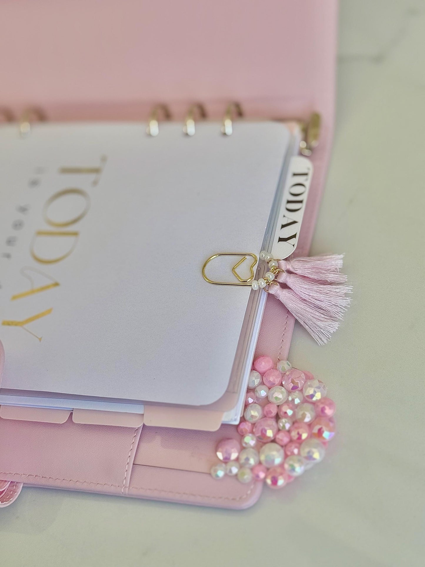 Valentines day Planner Accessory for Journal Planner Paper Clip for Travelers Notebook Paperclip Bookmark with Tassle Pink Planner Decor