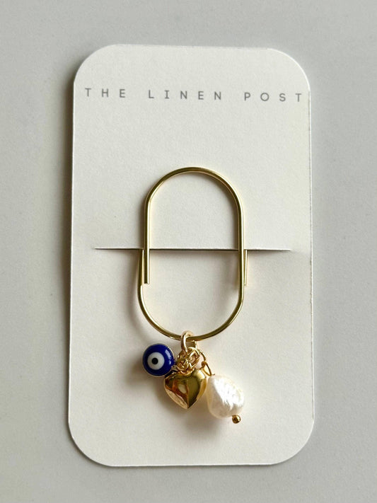 Evil Eye Pearl Heart Planner Clip