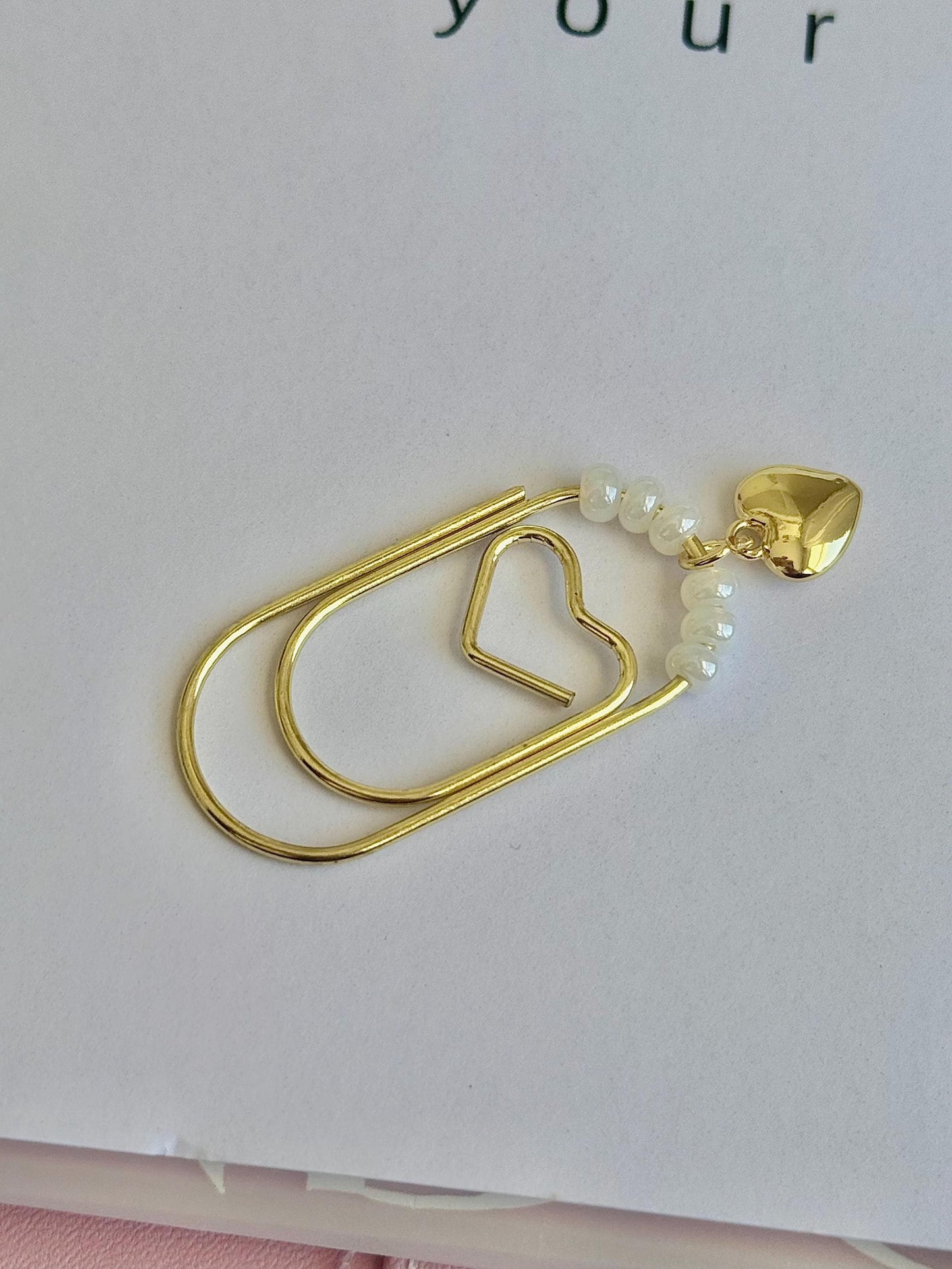 Valentines day Planner Accessory for Journal Planner Paper Clip for Travelers Notebook Paperclip Bookmark with Gold Heart  Planner Decor