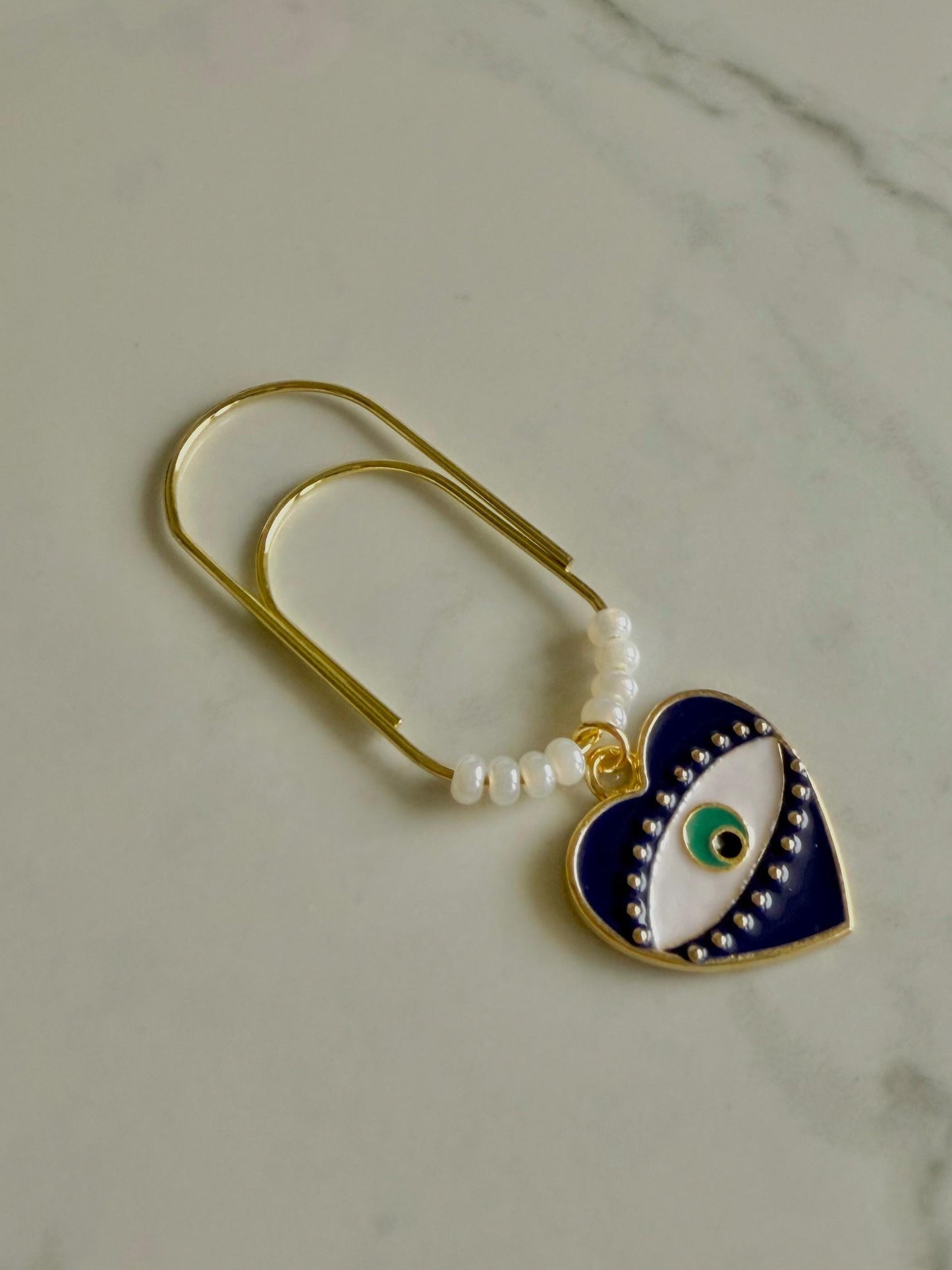 Gold Planner Paper Clip | Gold Bookmark for Journal | Evil Eye Accessories | Cute Adorable Planning Accessory | Book Placeholder Charm