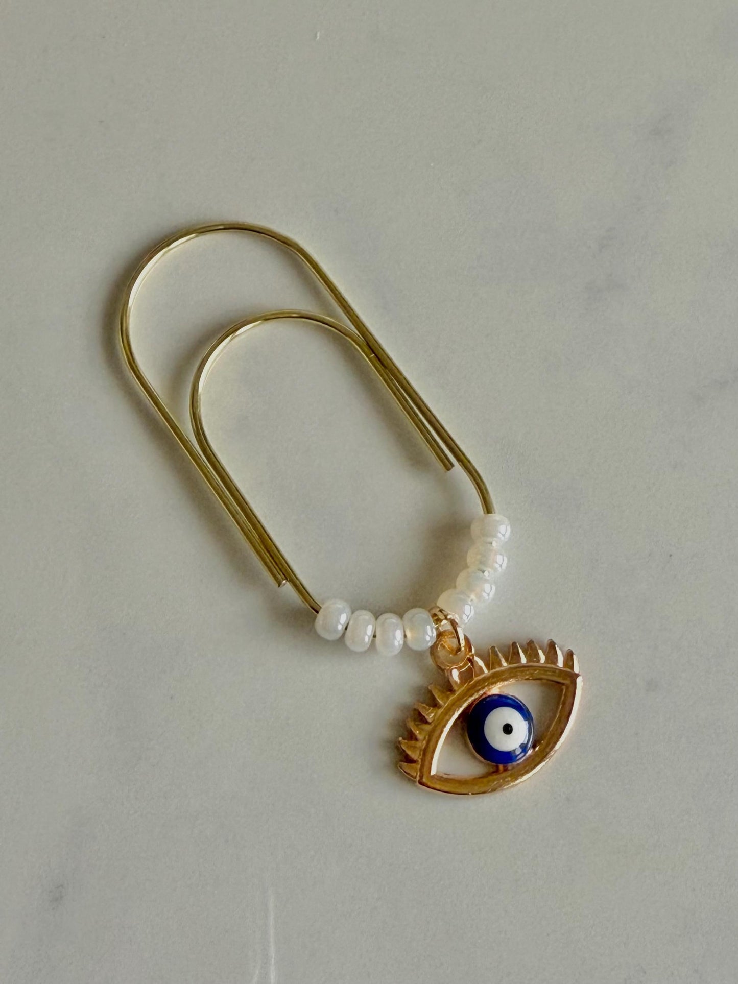 Gold Planner Paper Clip | Gold Bookmark for Journal | Evil Eye Accessories | Cute Adorable Planning Accessory | Book Placeholder Charm
