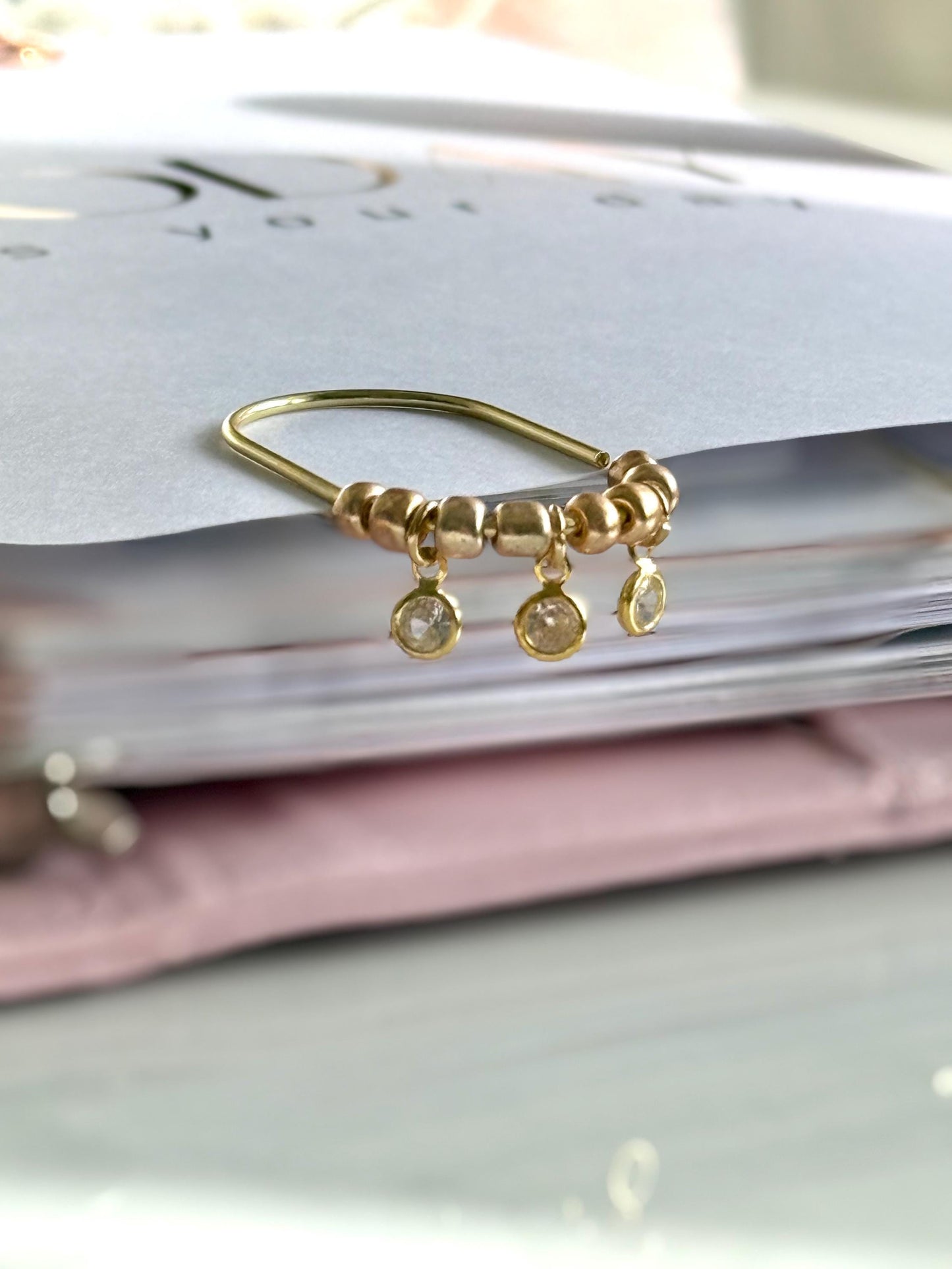 Planner Paper Clip | Diamond CZ Gold Plated Bookmark for Journal | Accessories | Cute Adorable Planning Accessory | Book Placeholder Charm