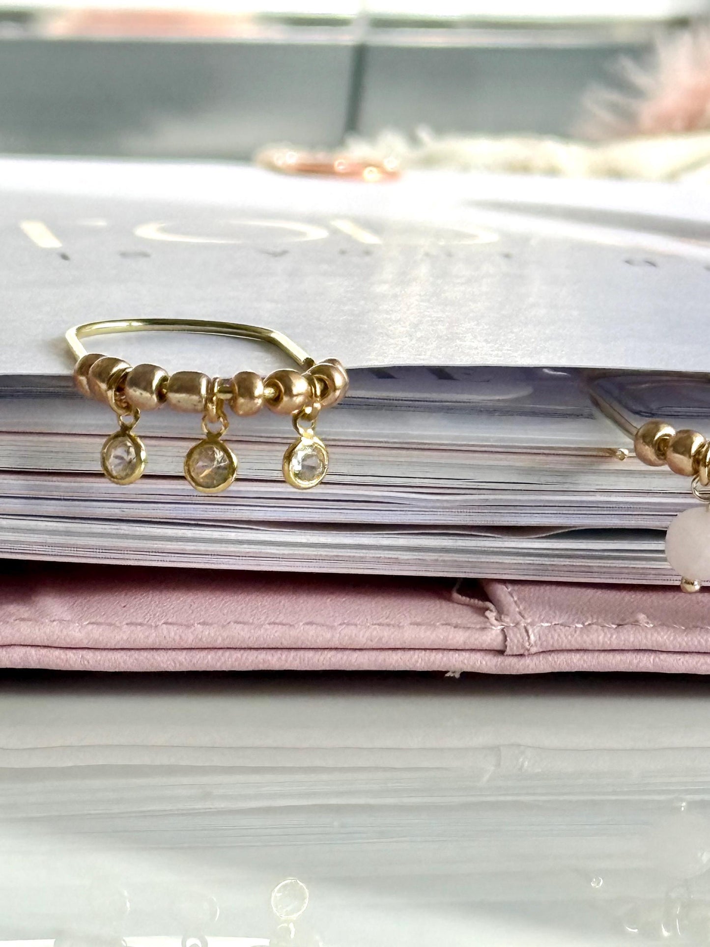 Planner Paper Clip | Diamond CZ Gold Plated Bookmark for Journal | Accessories | Cute Adorable Planning Accessory | Book Placeholder Charm