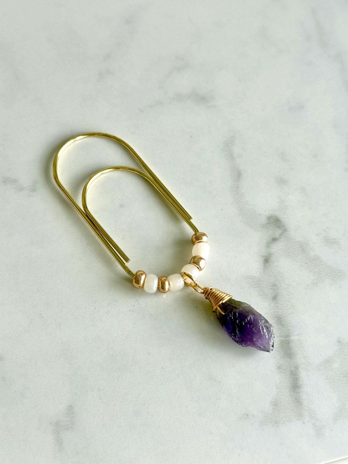 Planner Paper Clip Amethyst  Bookmark for Journal | Accessories | Cute Adorable Planning Accessory | Gold Plated Book Charm