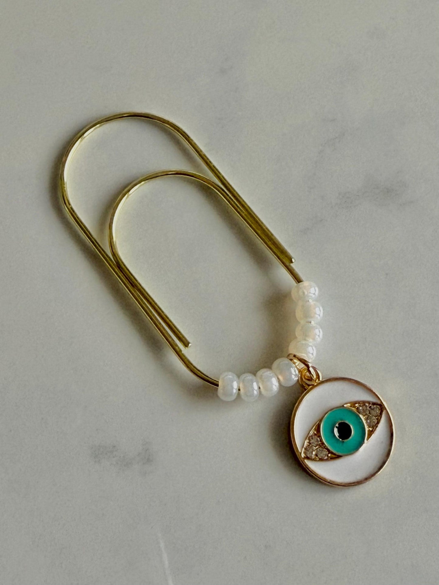 Gold Planner Paper Clip | Gold Bookmark for Journal | Evil Eye Accessories | Cute Adorable Planning Accessory | Book Placeholder Charm