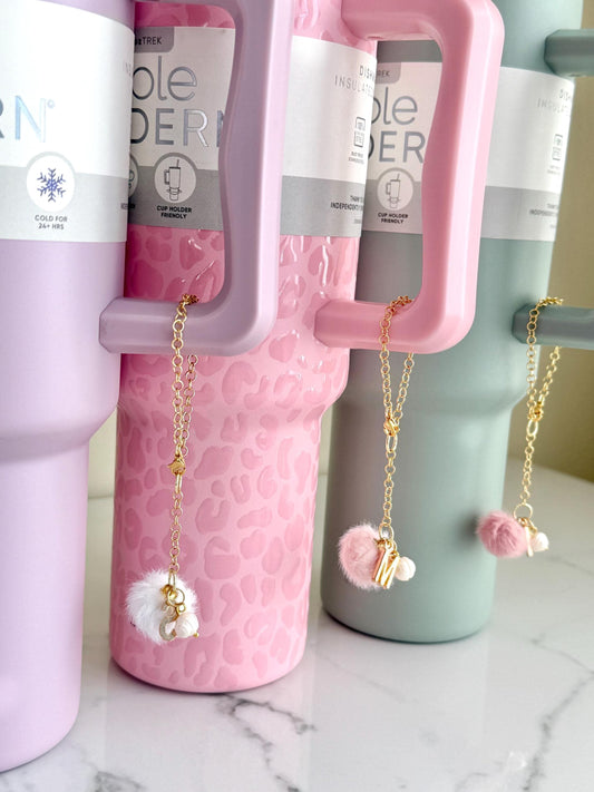 Stanley Charm | Simple Modern Water Bottle Charms | Tumbler Cute Monogram Handle Charm Gold Pink Girly Gift with Pearl