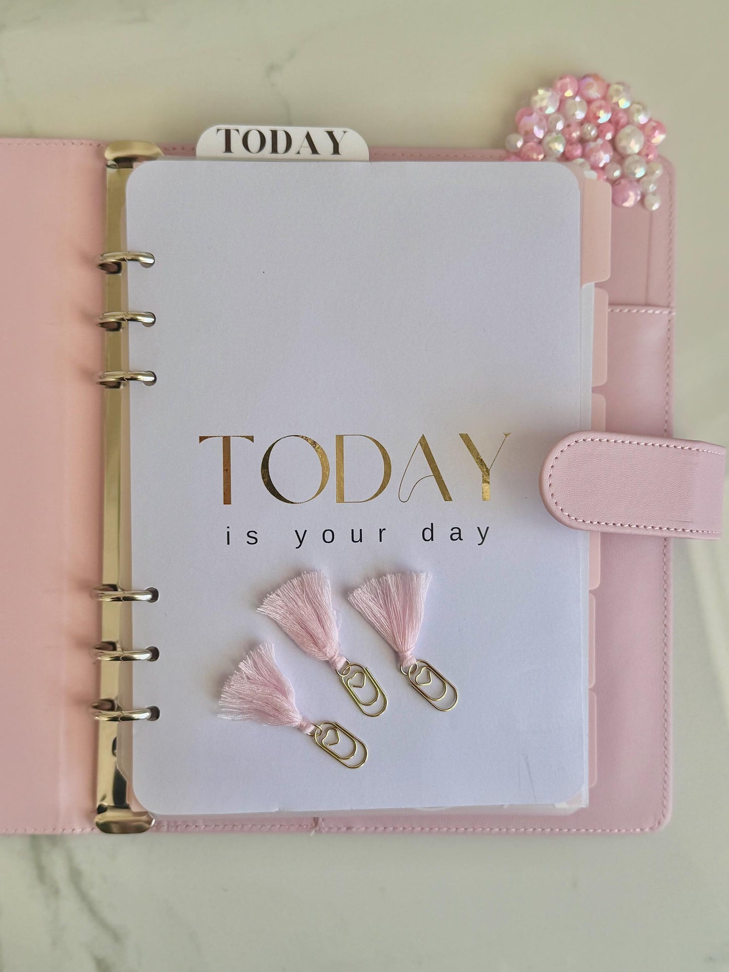Valentines Mini Gold Paper Clips for Planner Decor For Journal Cute Planner Charms For Notebook Dangle PaperClip Charm Bookmark Pink Heart