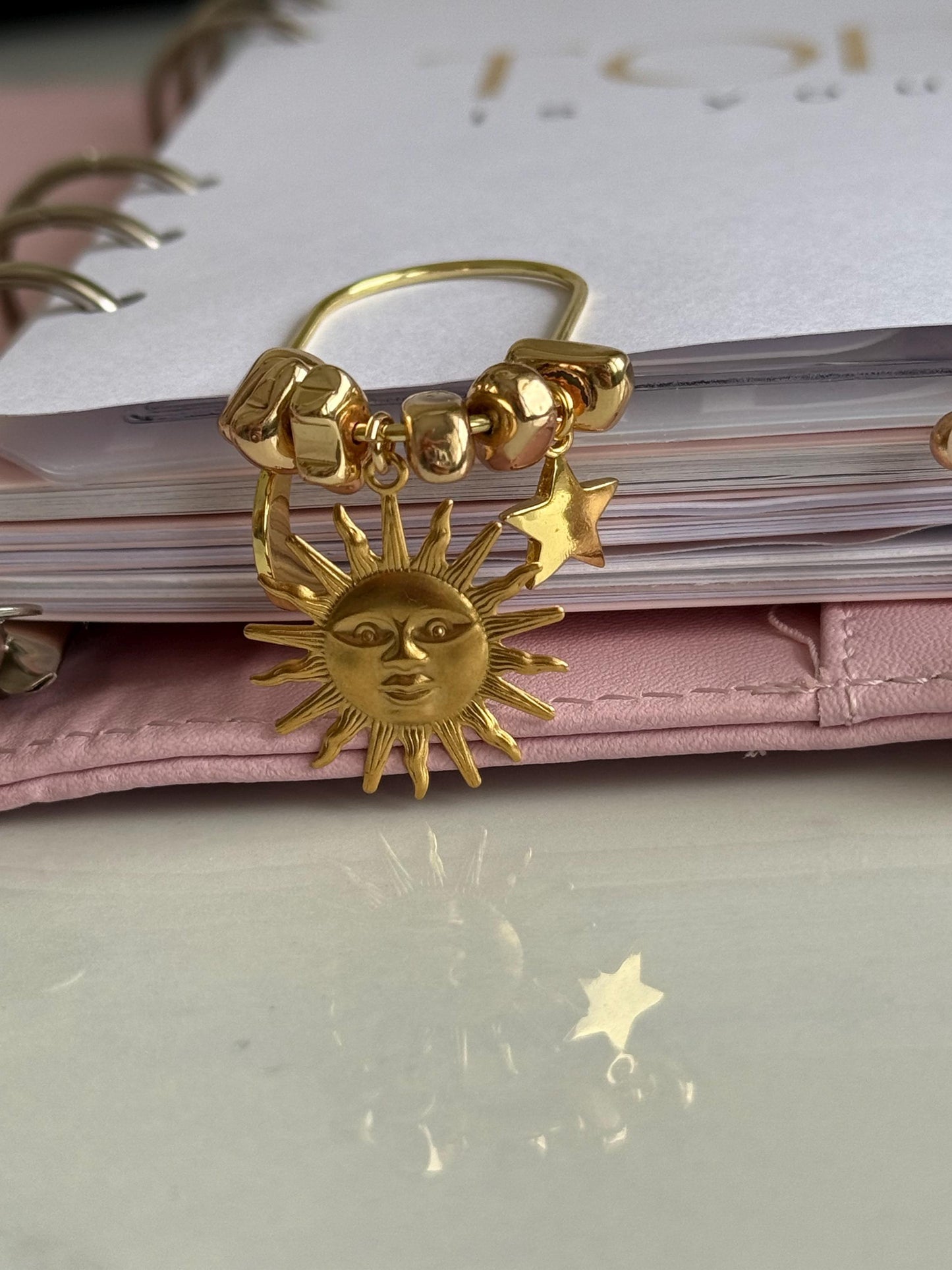 Planner Paper Clip Gold Bookmark for Journal with Sun Moon and Stars Accessories Cute Adorable Planning Accessory Book Placeholder Charm