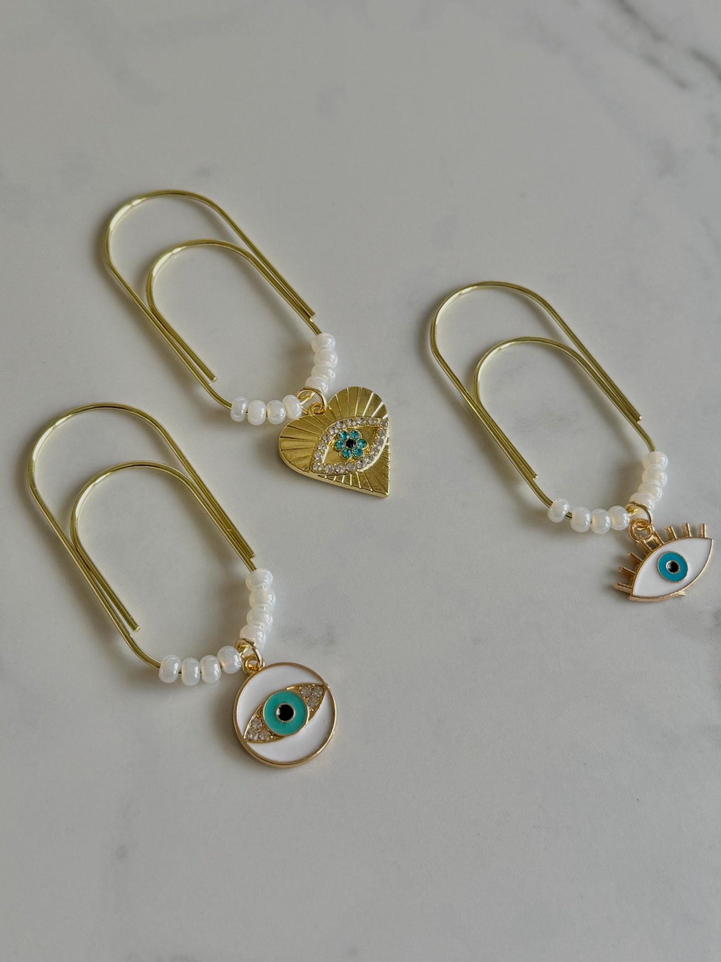 Gold Planner Paper Clip | Gold Bookmark for Journal | Evil Eye Accessories | Cute Adorable Planning Accessory | Book Placeholder Charm