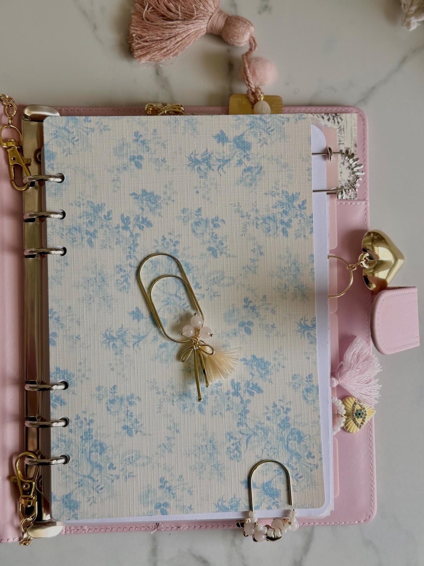 Planner Paper Clip  Rose Quartz Bookmark for Journal | Accessories | Cute Adorable Planning Accessory | Gold Plated Book Charm Genuine Stone