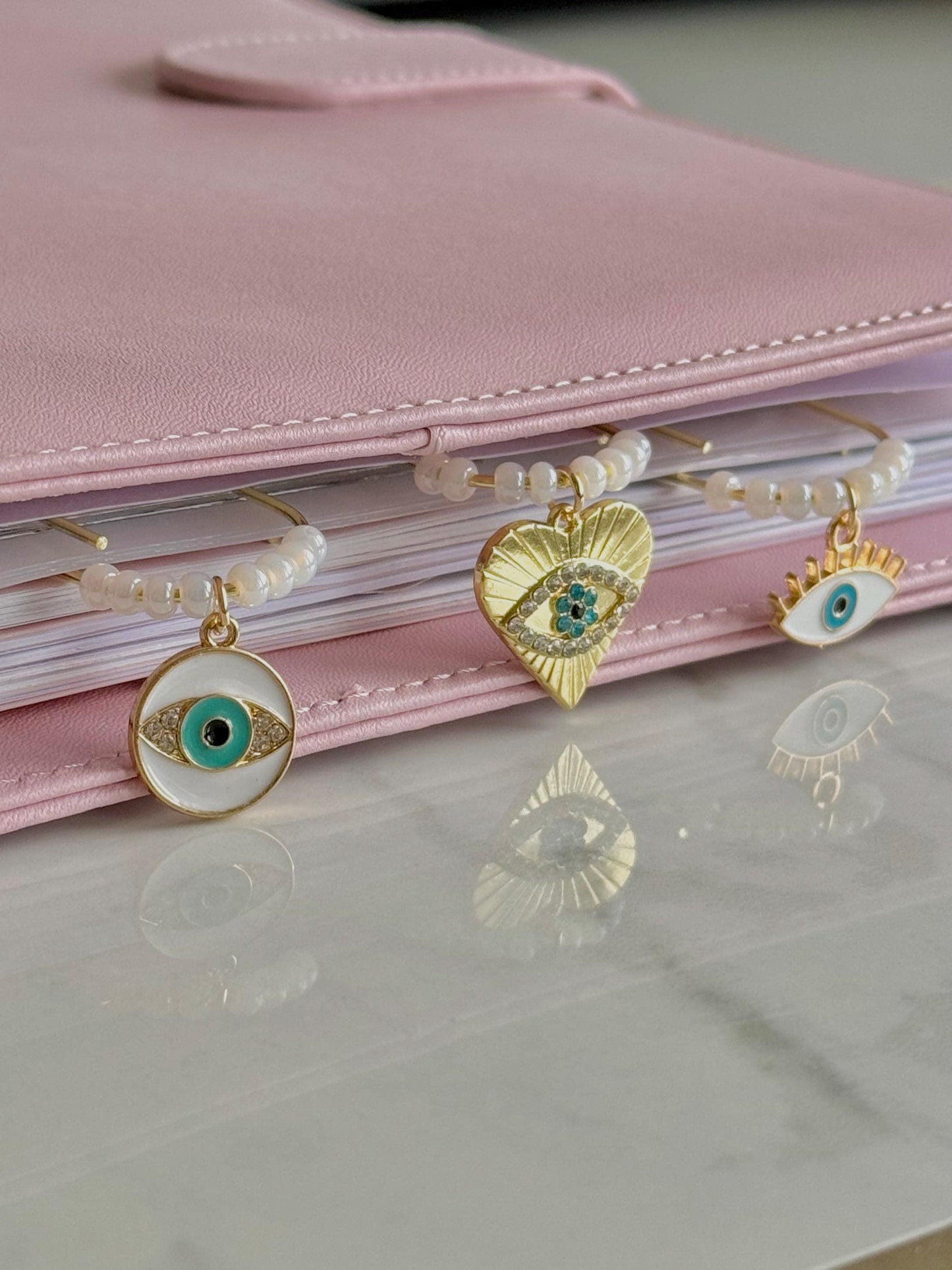 Gold Planner Paper Clip | Gold Bookmark for Journal | Evil Eye Accessories | Cute Adorable Planning Accessory | Book Placeholder Charm