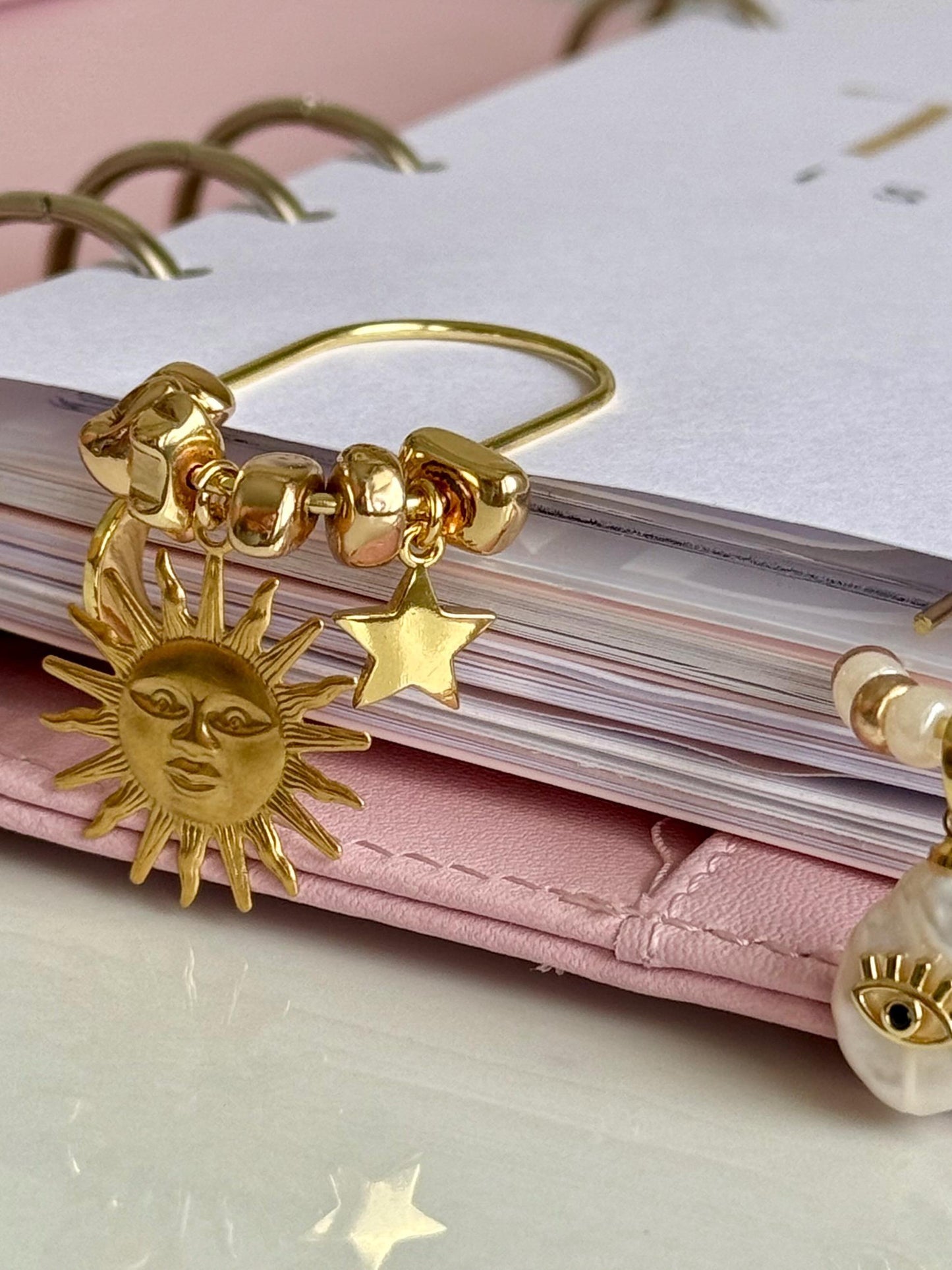 Planner Paper Clip Gold Bookmark for Journal with Sun Moon and Stars Accessories Cute Adorable Planning Accessory Book Placeholder Charm