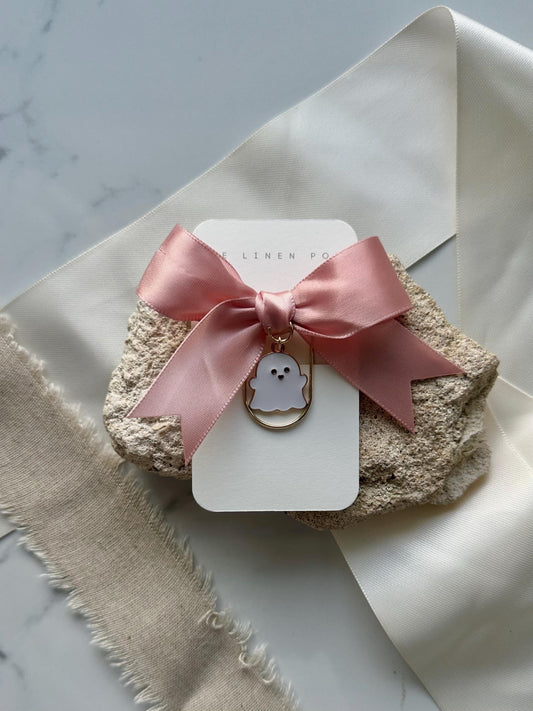 Ghost & Pink Bow Planner Clip