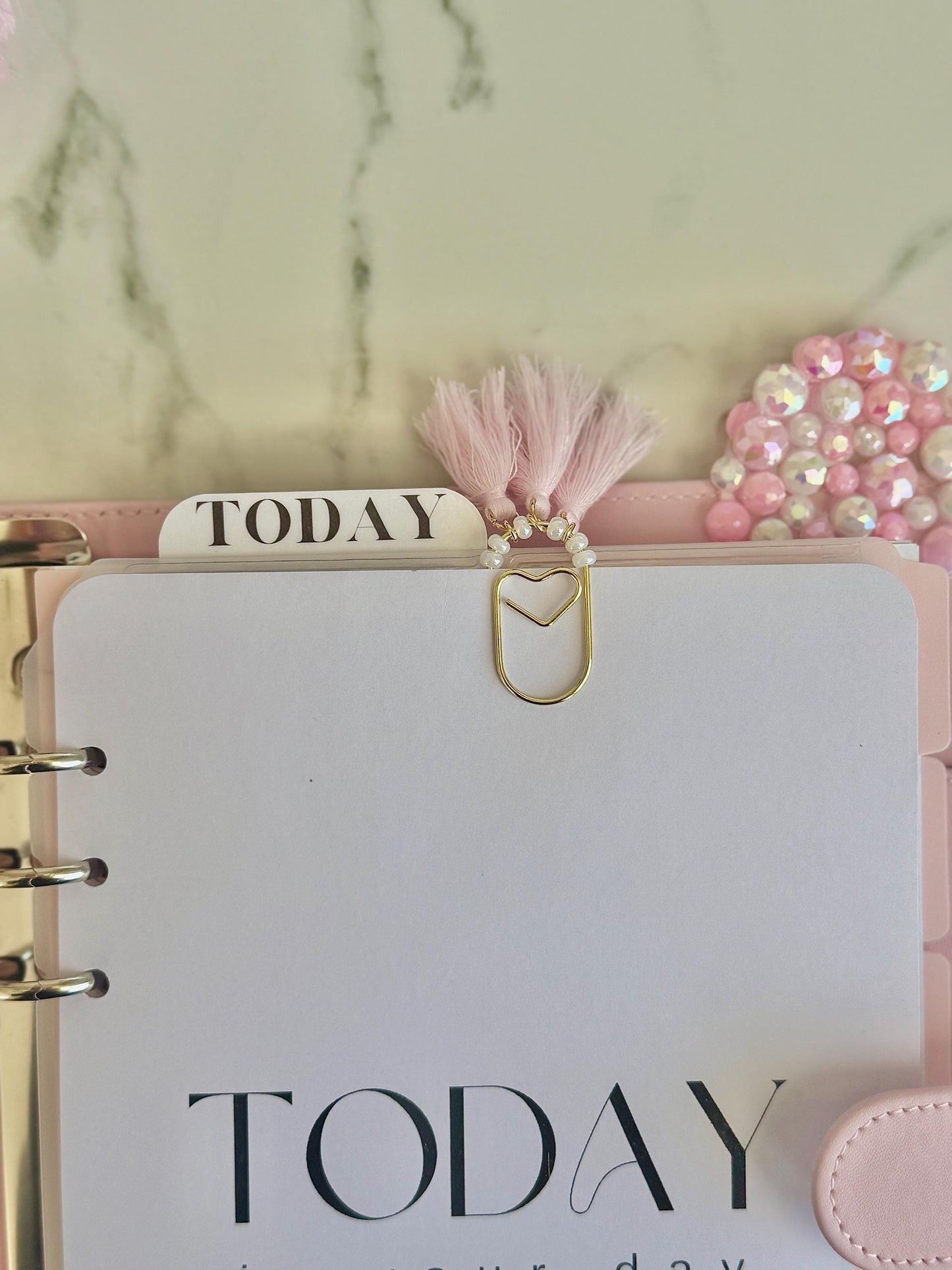 Valentines day Planner Accessory for Journal Planner Paper Clip for Travelers Notebook Paperclip Bookmark with Tassle Pink Planner Decor