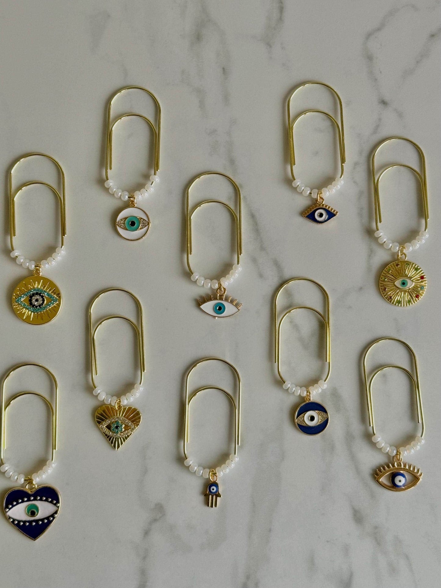 Gold Planner Paper Clip | Gold Bookmark for Journal | Evil Eye Accessories | Cute Adorable Planning Accessory | Book Placeholder Charm