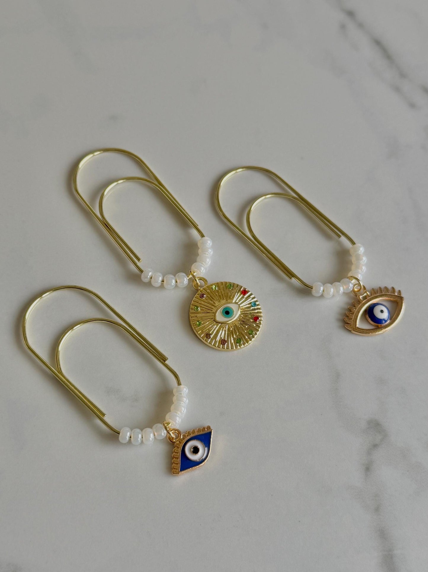 Gold Planner Paper Clip | Gold Bookmark for Journal | Evil Eye Accessories | Cute Adorable Planning Accessory | Book Placeholder Charm