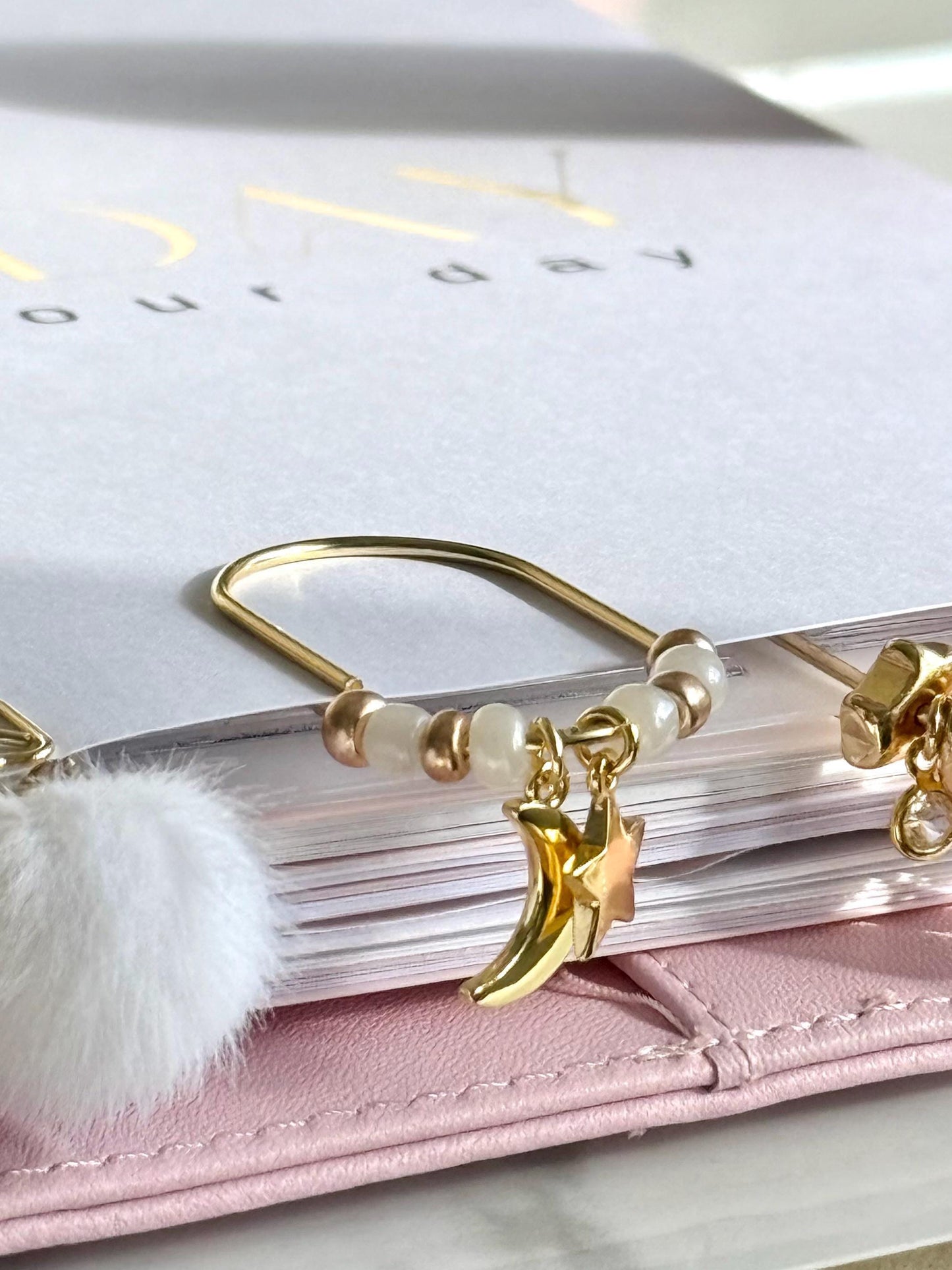 Planner Paper Clip | Gold Plated Sun and Stars  Bookmark for Journal | Accessories | Cute Adorable Planning Accessory Book Charm