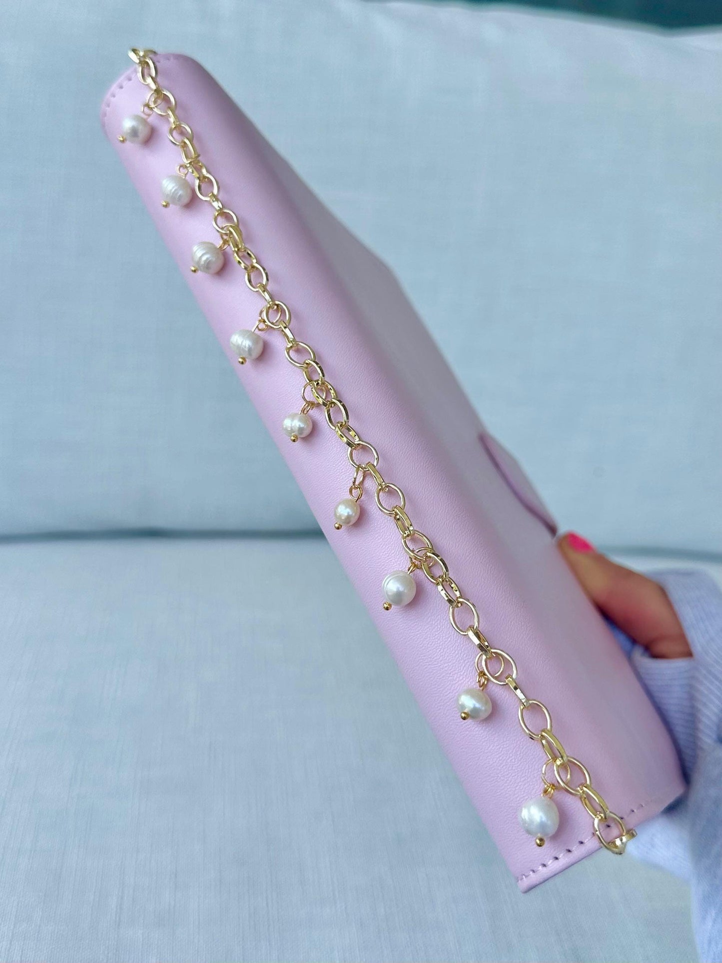 A5 Planner Decoration Accessory | Journal Chain Decor for Planning | Gold and Pearl Planner Chain with Charms | Stationary | Luxe