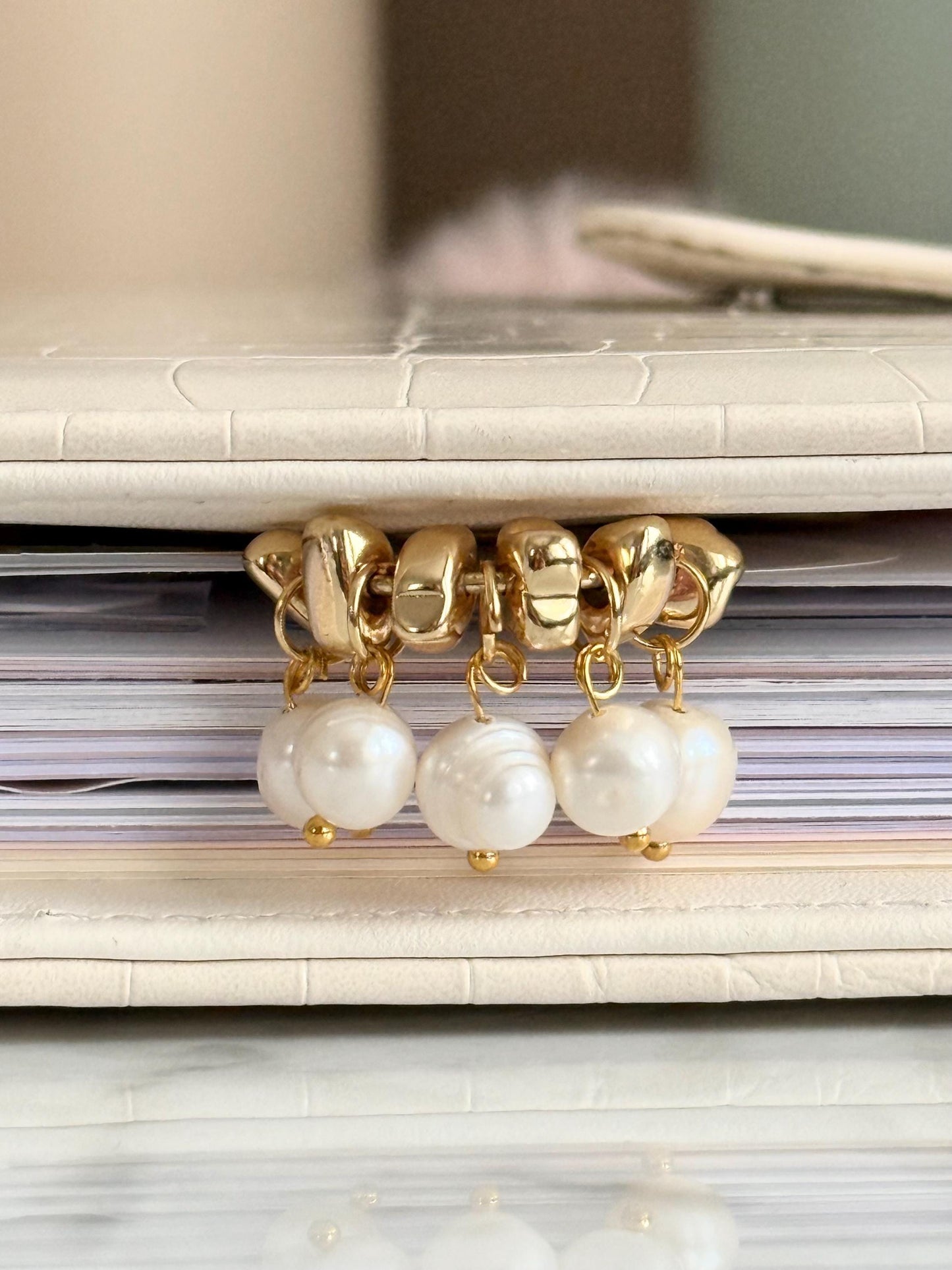 Planner Paper Clip | Freshwater Pearl Gold Bookmark for Journal | Accessories | Cute Adorable Planning Accessory | Book Placeholder Charm