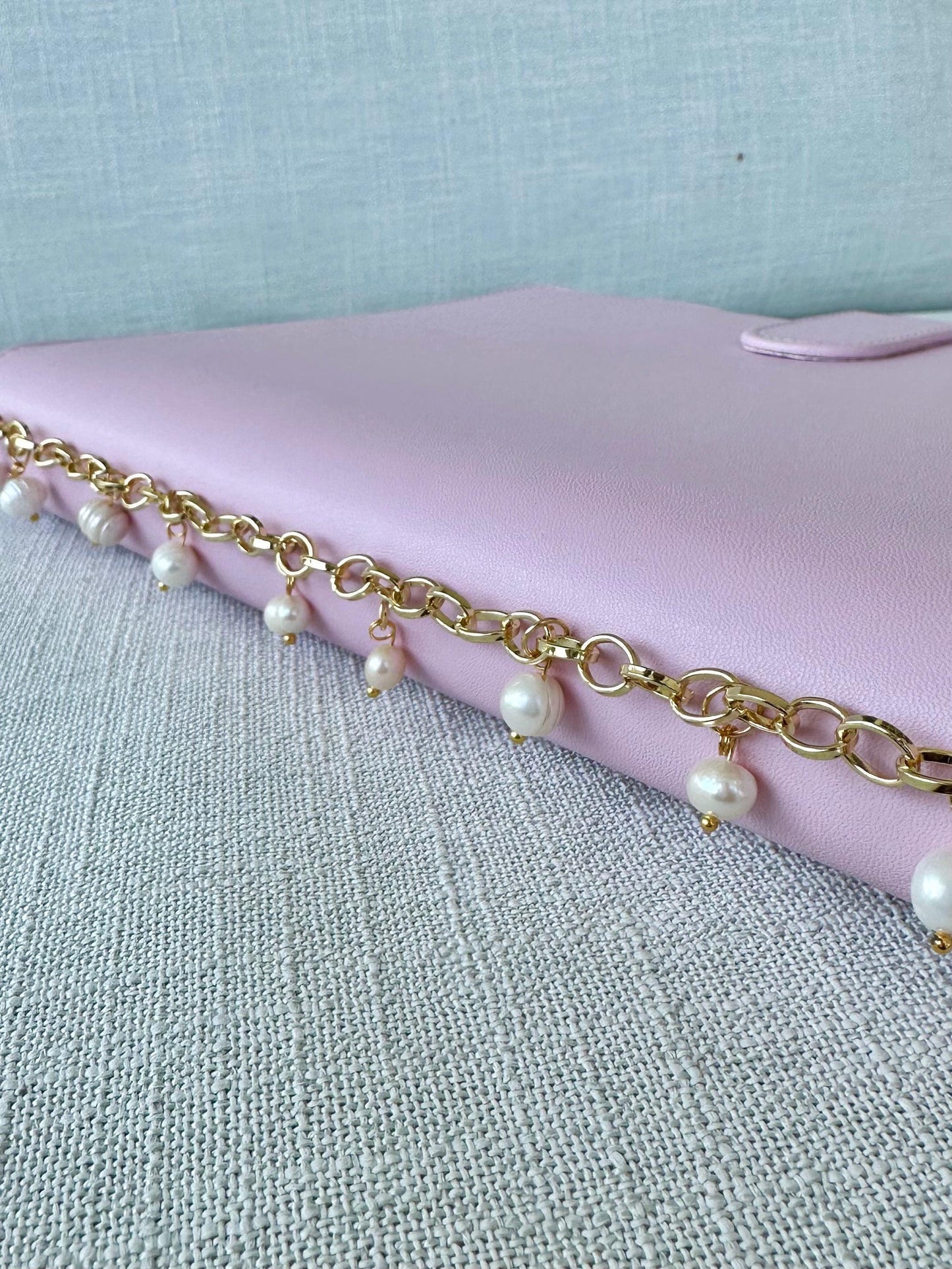 A5 Planner Decoration Accessory | Journal Chain Decor for Planning | Gold and Pearl Planner Chain with Charms | Stationary | Luxe