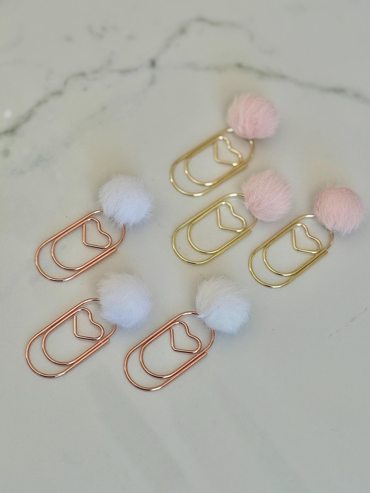 Valentines day Planner Accessory for Journal Planner Paper Clip for Travelers Notebook Paperclip Bookmark with Pom Pom Pink Planner Decor