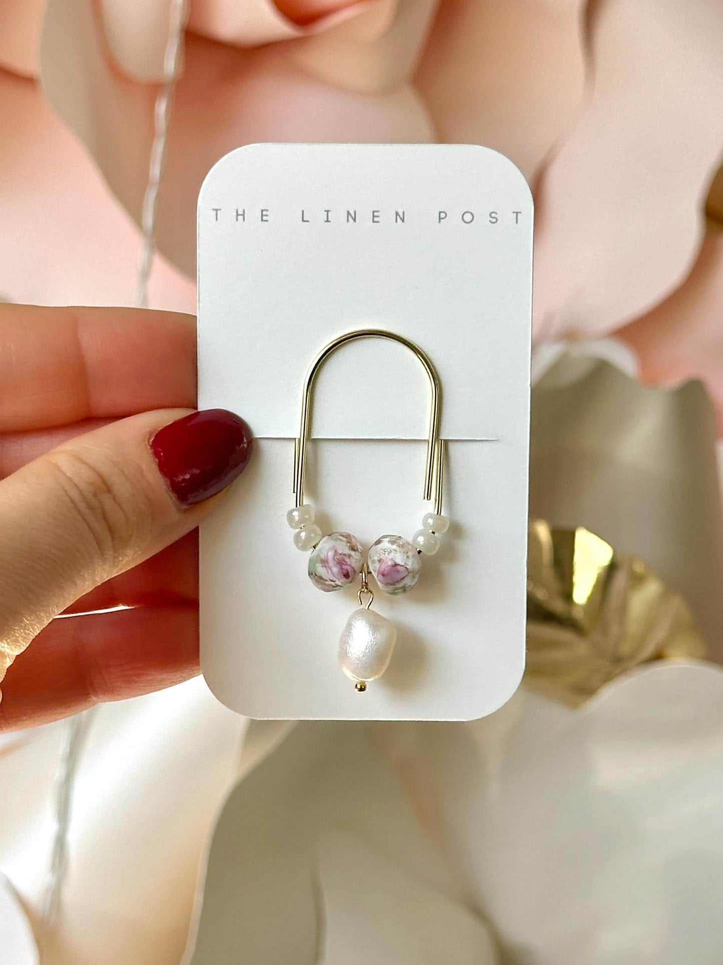 Planner Paper Clip | Gold Pearl Bookmark for Journal | Accessories | Cute Freshwater Pearls  Planning Accessory | Book Placeholder Charm
