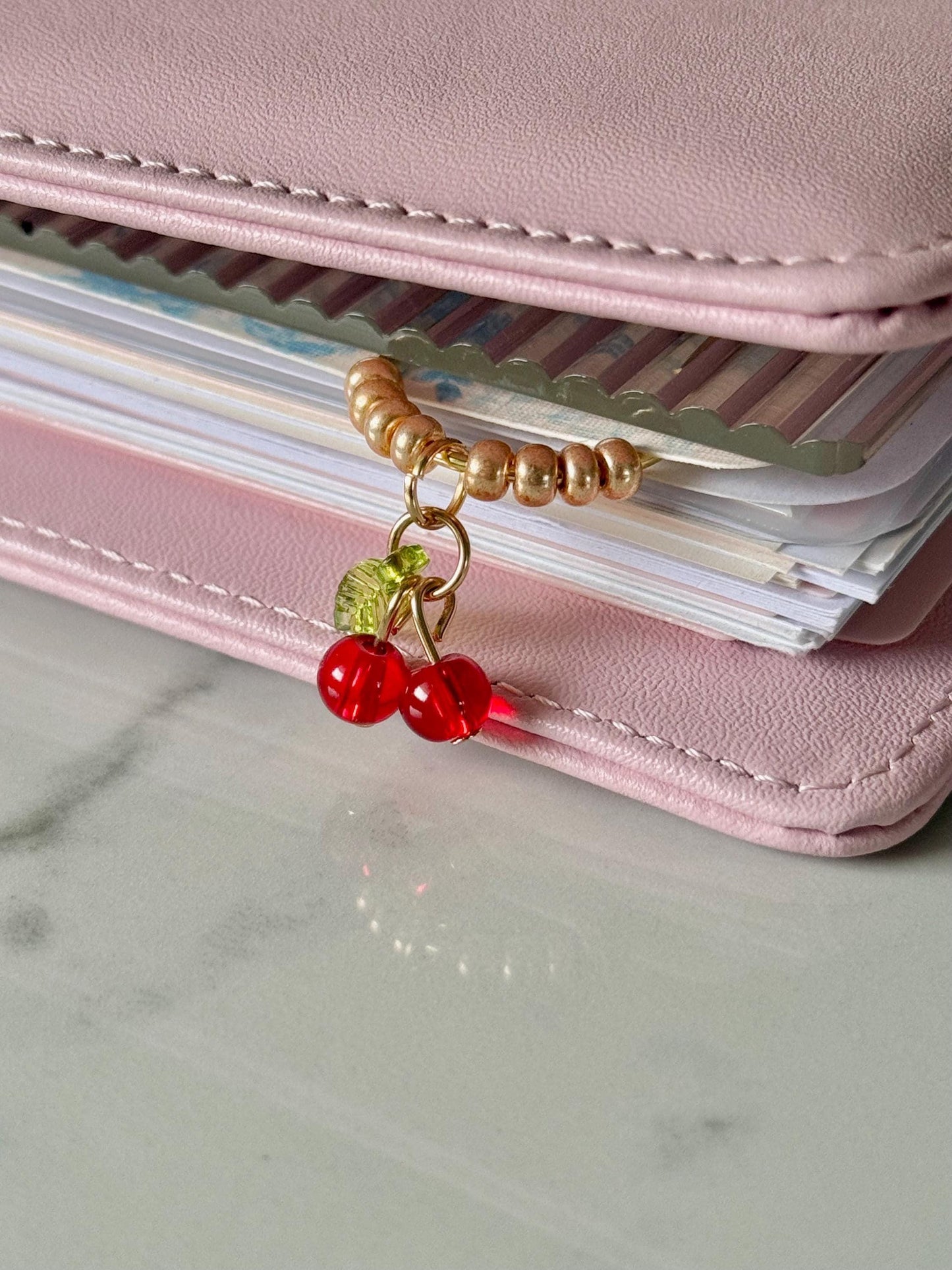 Planner Paper Clip Cherry Bookmark for Journal Accessories Cute Adorable Planning Accessory | Gold Plated Book Charm Flower Bookmark Spring