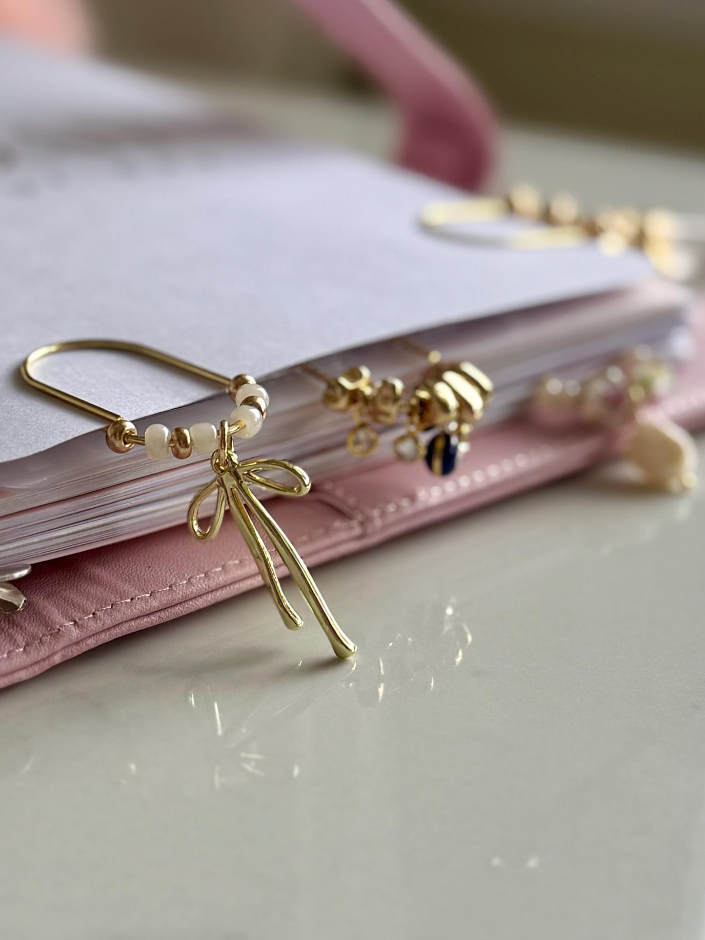 Planner Paper Clip | Gold Plated Bow Bookmark for Journal | Accessories | Cute Adorable Planning Accessory Book Charm Coquette Style Bow