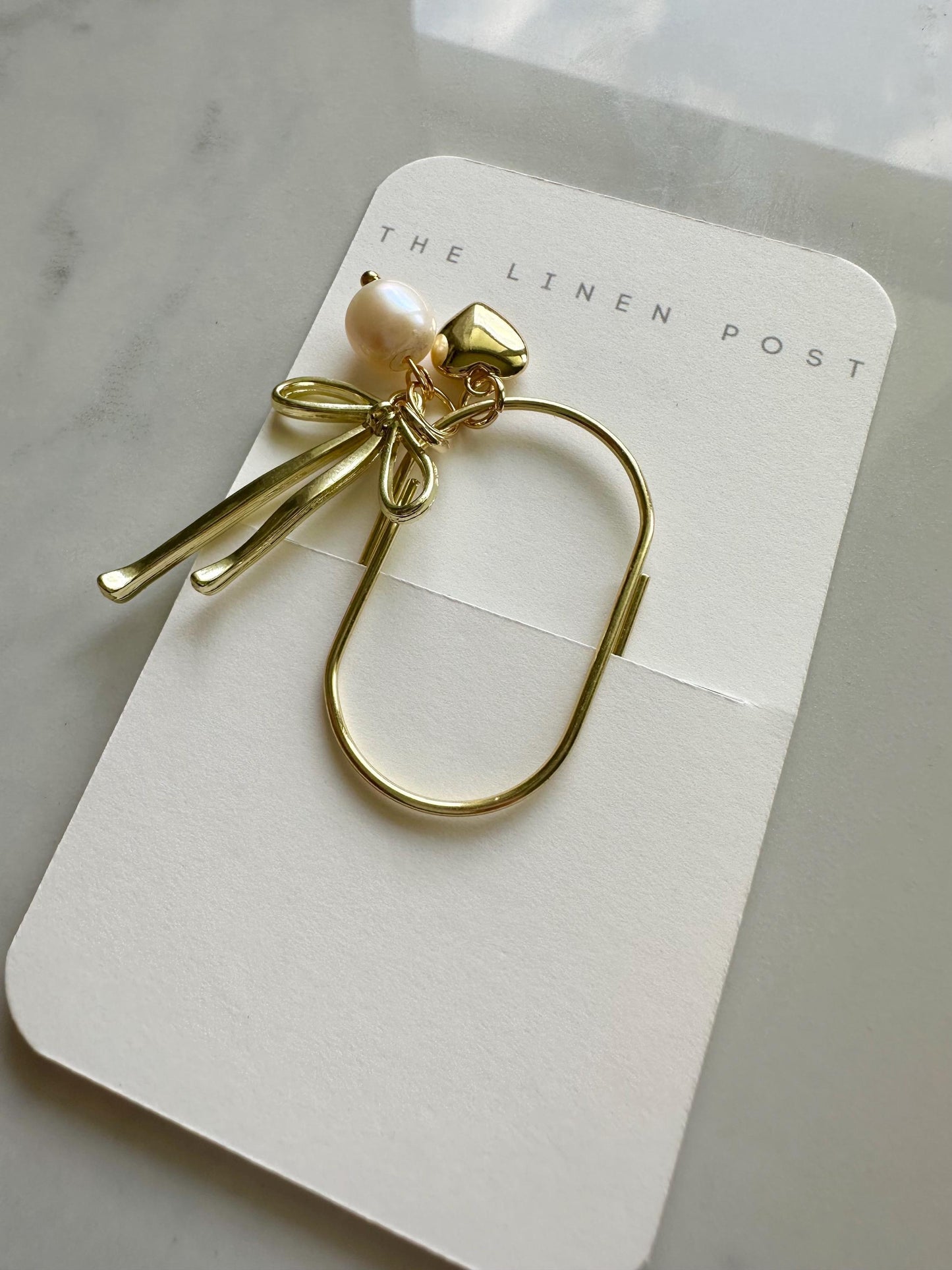 Planner Paper Clip | Pearl Heart Gold Plated Bookmark for Journal | Accessories | Cute Adorable Planning Accessory | Book Placeholder Charm