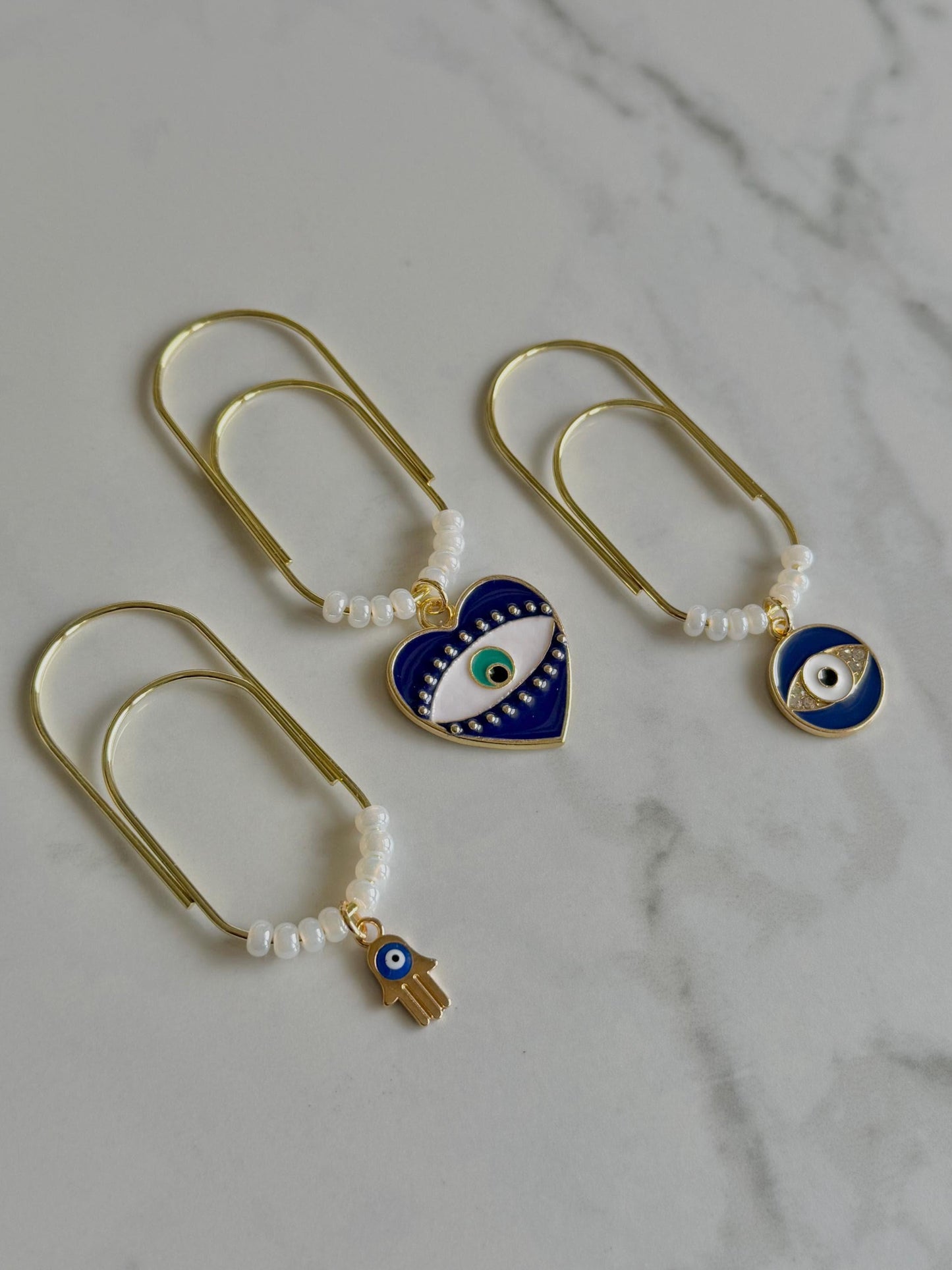 Gold Planner Paper Clip | Gold Bookmark for Journal | Evil Eye Accessories | Cute Adorable Planning Accessory | Book Placeholder Charm