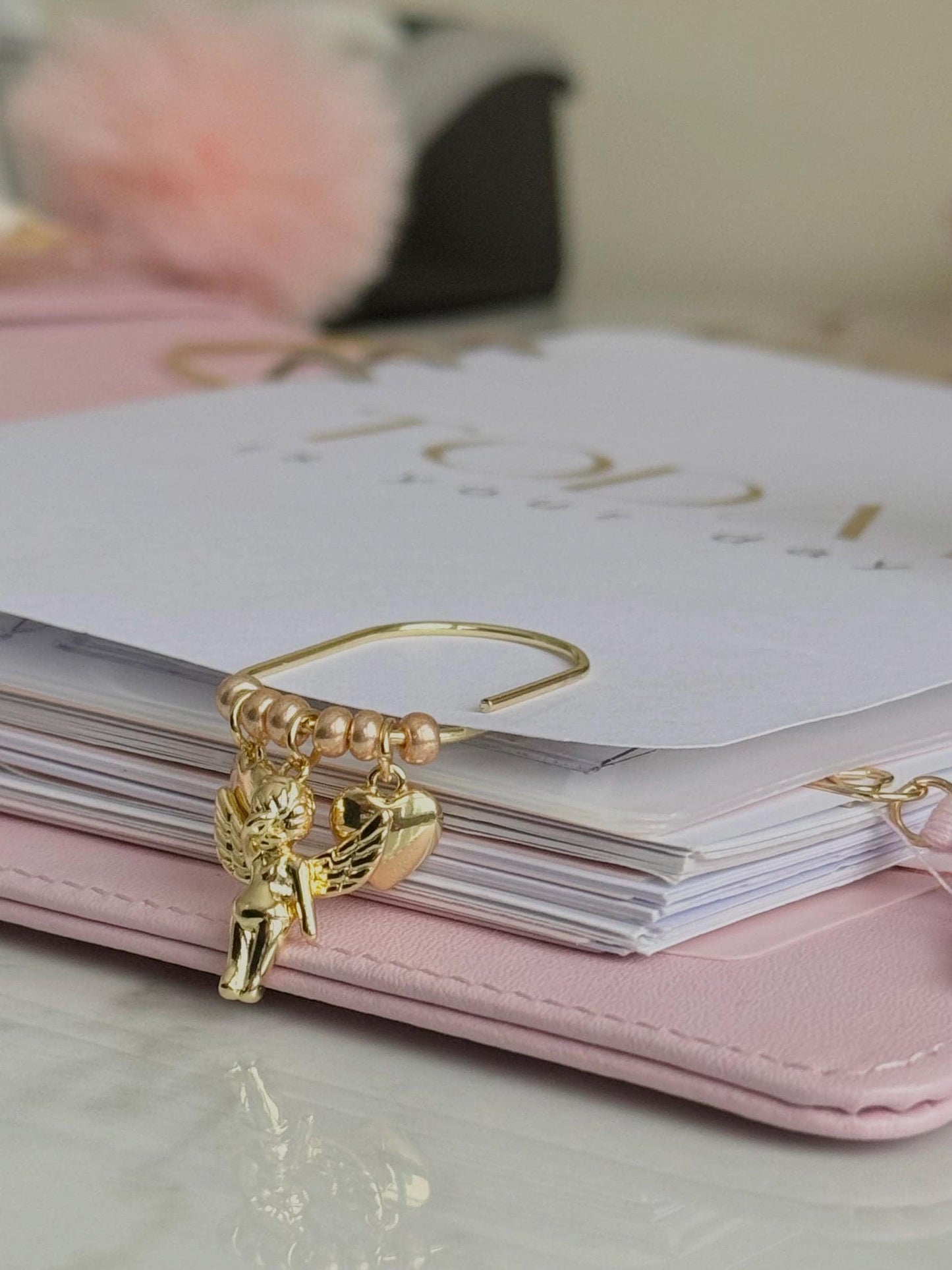 Planner Paper Clip Cherub Bookmark Charm for Journal Accessories for Planner Cute Adorable Planning Accessory | Gold Plated Book Charm