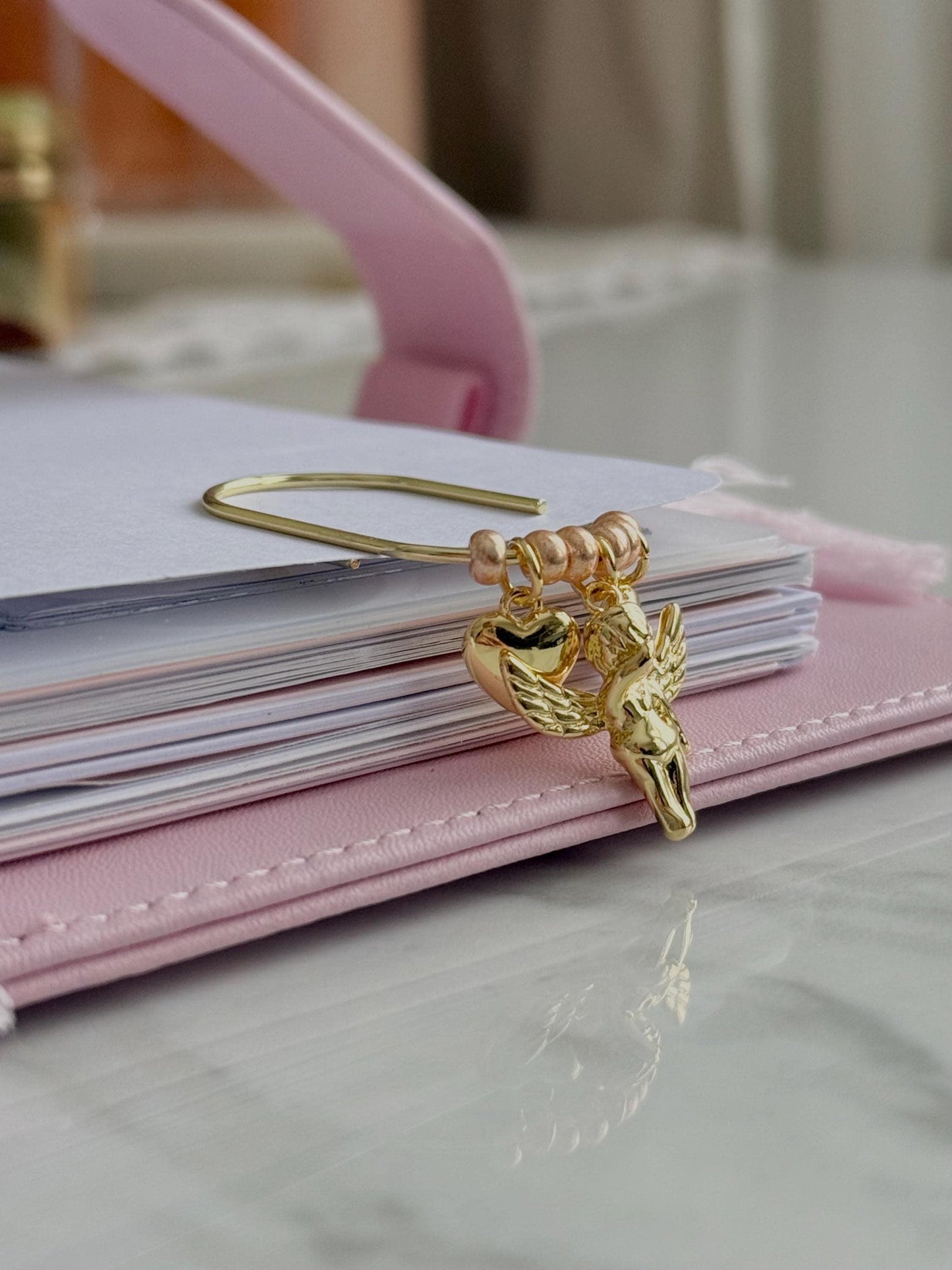 Planner Paper Clip Cherub Bookmark Charm for Journal Accessories for Planner Cute Adorable Planning Accessory | Gold Plated Book Charm