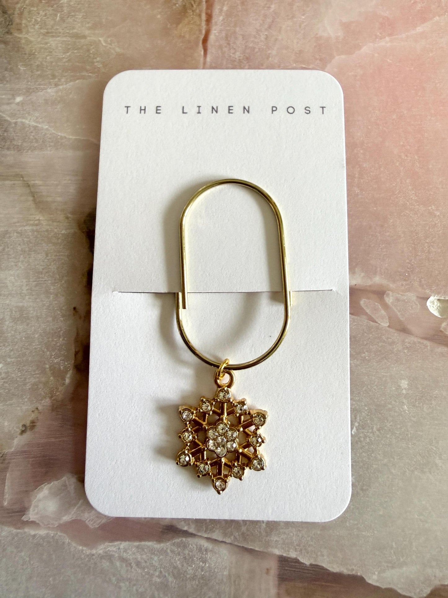 Gold Planner Paper Clip Gold Bookmark for Journal Christmas Accessories | Cute Adorable Planning Accessory Book Snowflake Charm Holiday