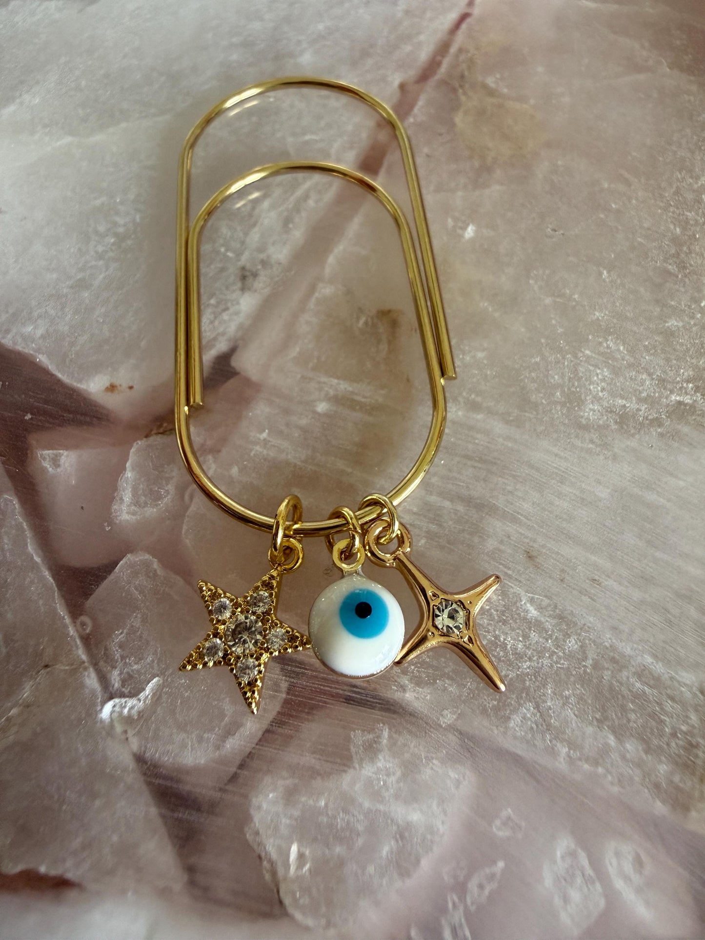 Gold Planner Paper Clip | Gold Bookmark for Journal | Evil Eye Accessories | Cute Adorable Planning Accessory | Book Placeholder Charm