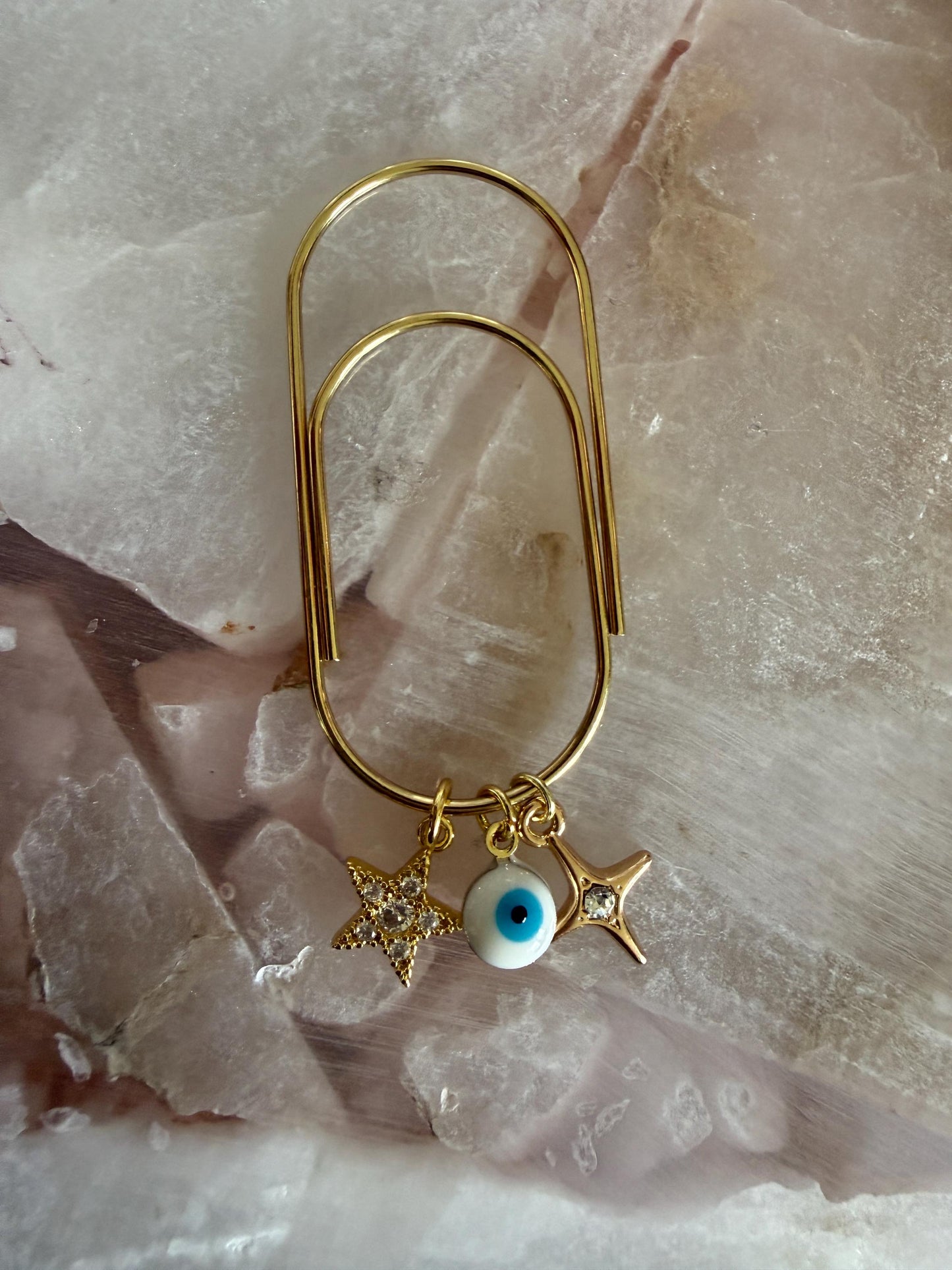 Gold Planner Paper Clip | Gold Bookmark for Journal | Evil Eye Accessories | Cute Adorable Planning Accessory | Book Placeholder Charm