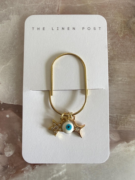 Gold Planner Paper Clip | Gold Bookmark for Journal | Evil Eye Accessories | Cute Adorable Planning Accessory | Book Placeholder Charm