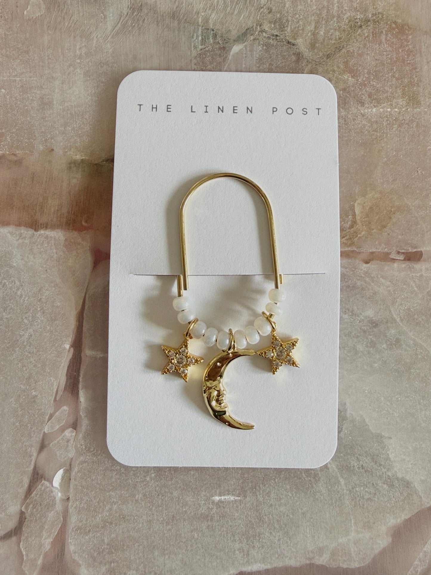 Planner Paper Clip Gold Bookmark for Journal with  Moon and Stars Accessories Cute Adorable Planning Accessory Book Placeholder Charm